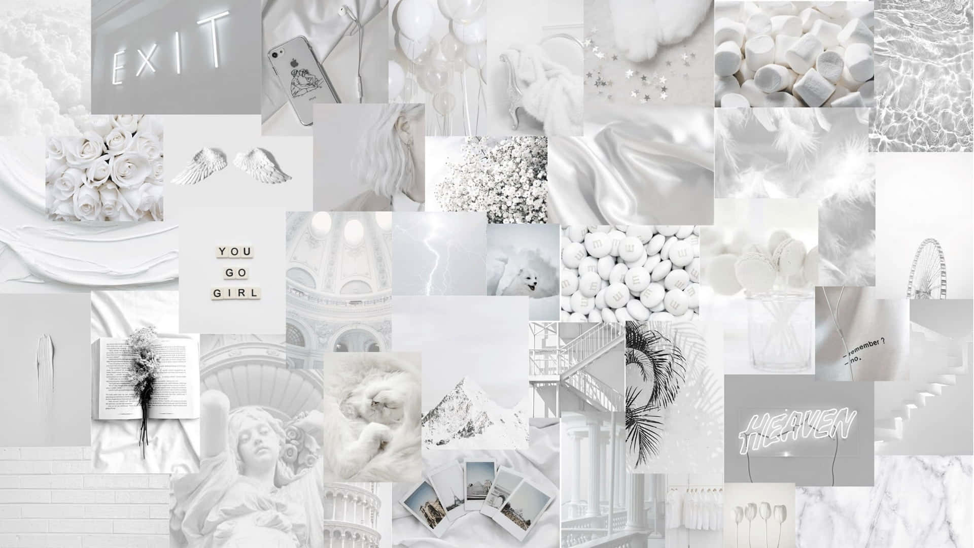 Paisaje de Collage Estético Blanco Fondos de pantalla