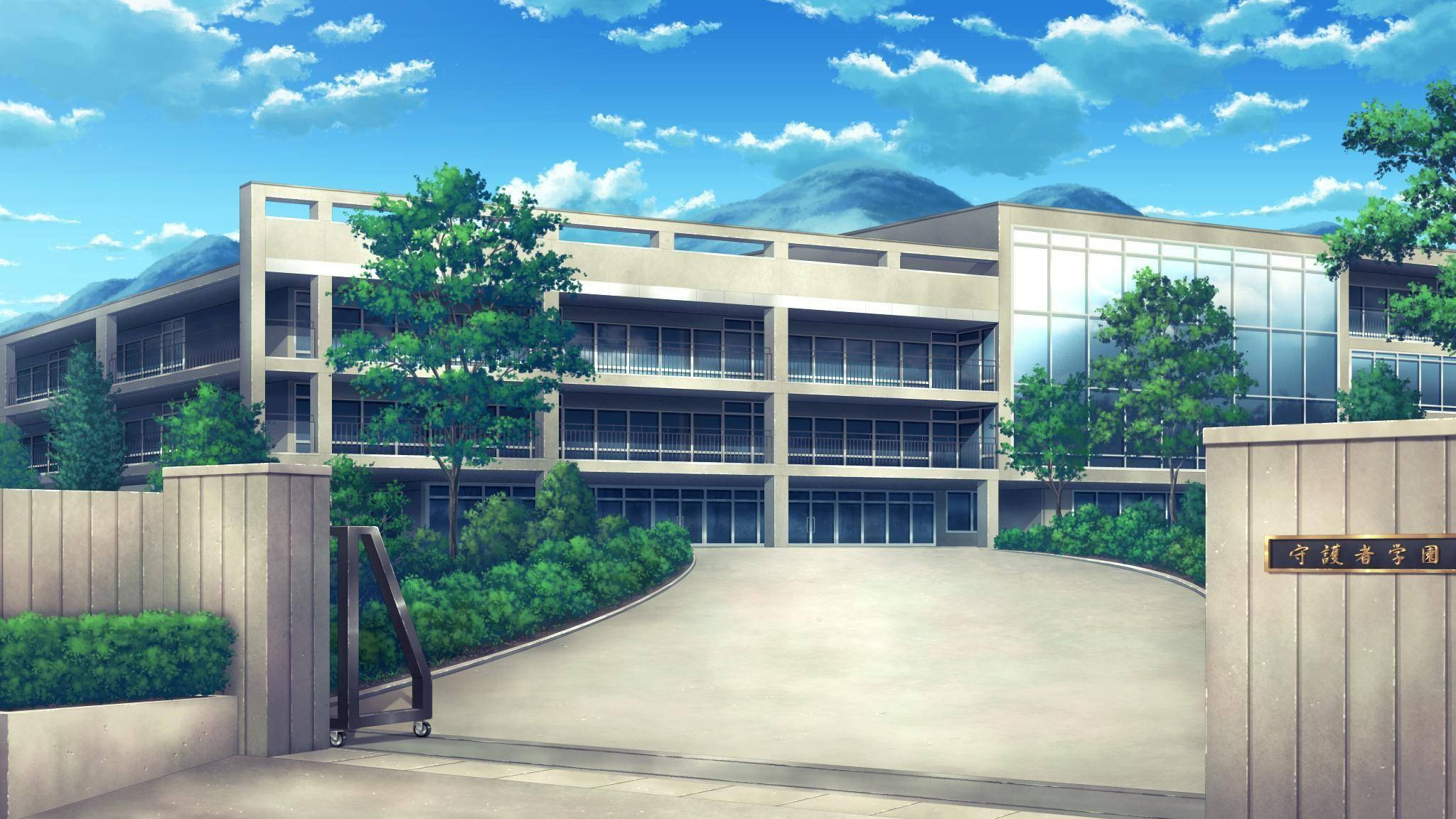 Paisaje de escuela anime entrada en cuesta Fondos de pantalla