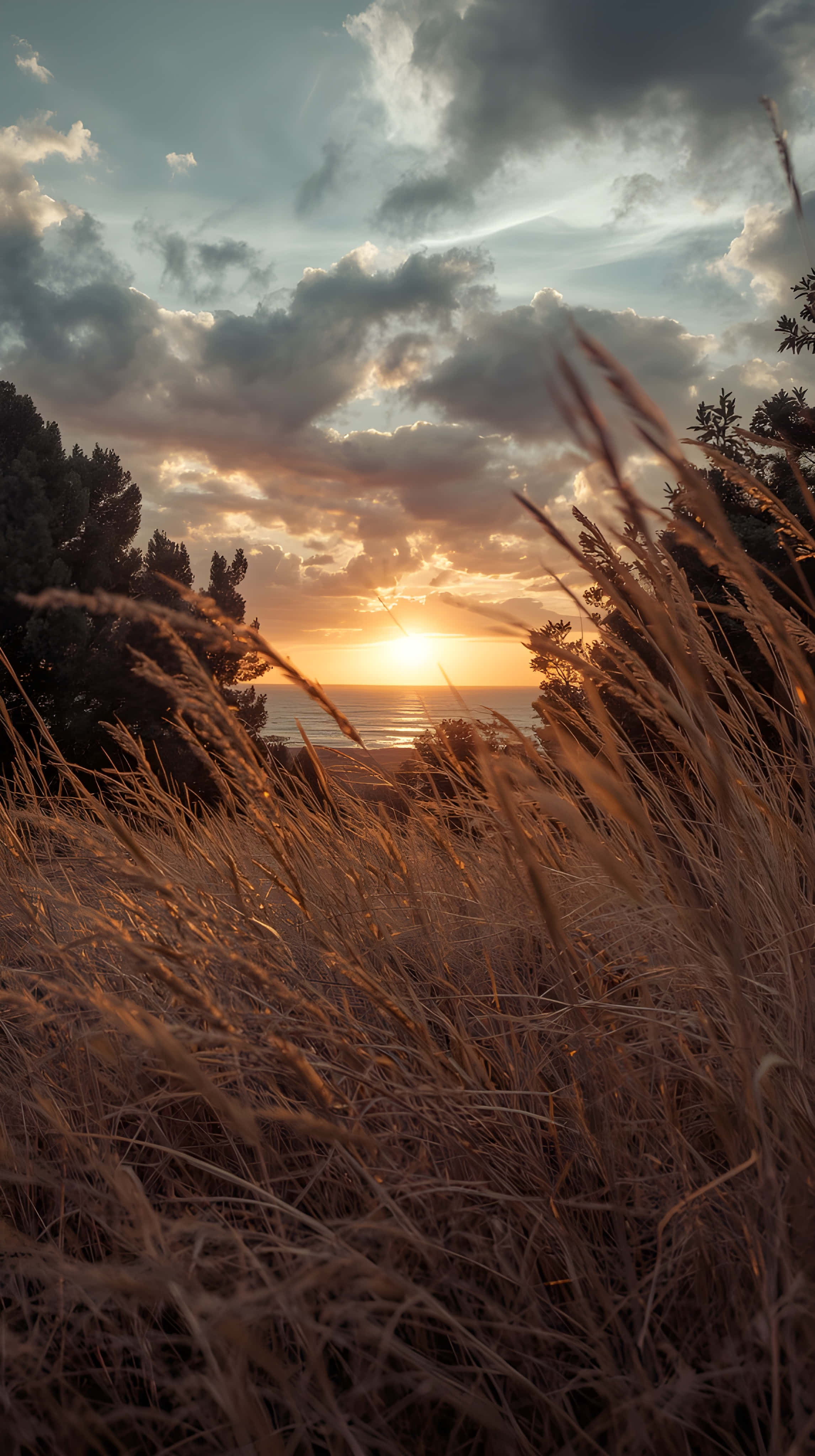 Paisaje de Horizonte Tranquilo al Atardecer Fondos de pantalla