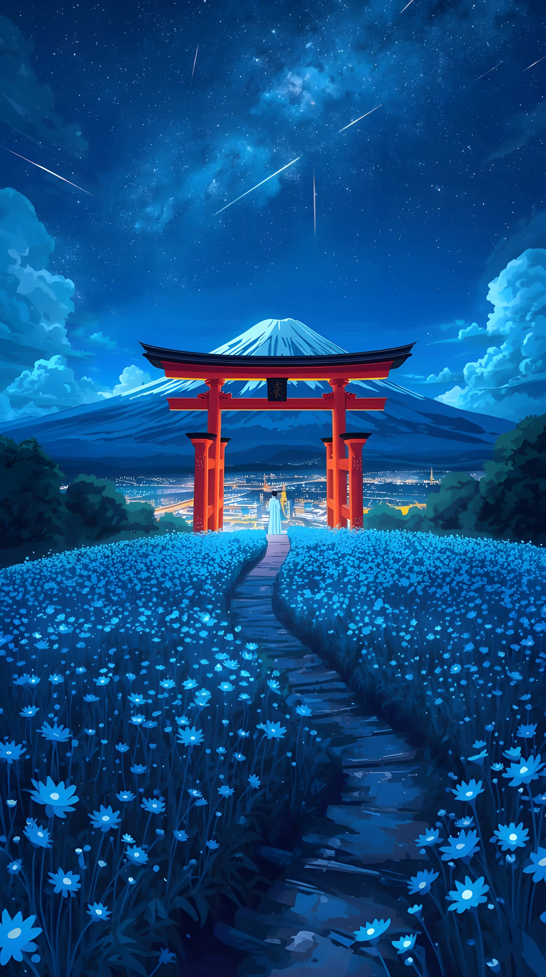 Paisaje Nocturno de Japón Estilo Anime Estético Fondos de pantalla