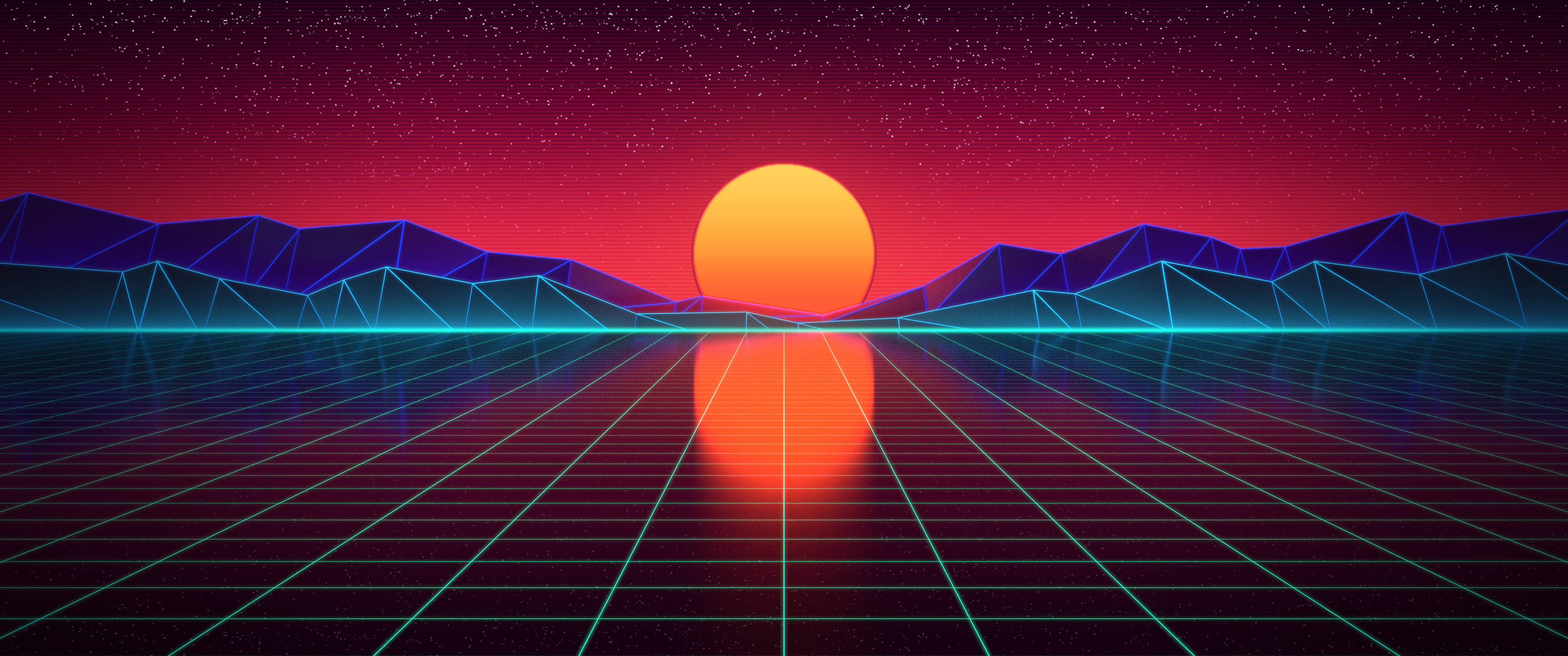 Paisaje Synthwave Minimalista 3440x1440 Fondos de pantalla