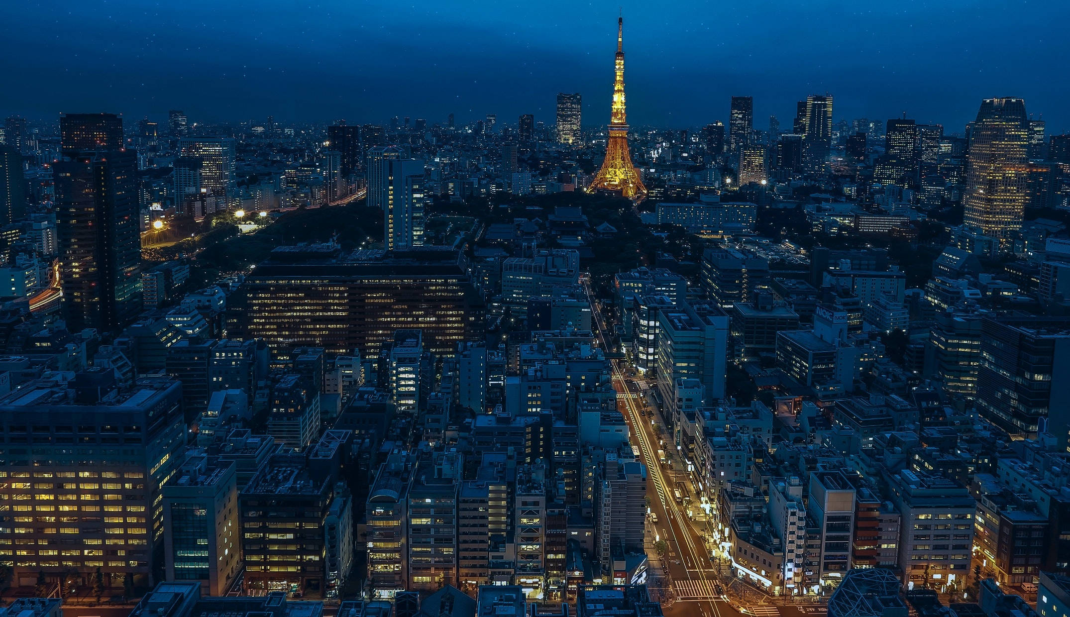 Paisaje urbano de la Torre de Tokio de noche Fondos de pantalla