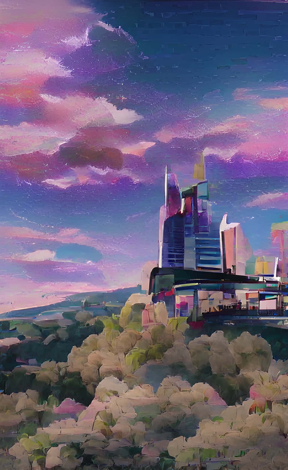 Paisaje Urbano de Anime Cautivador al Atardecer Fondos de pantalla