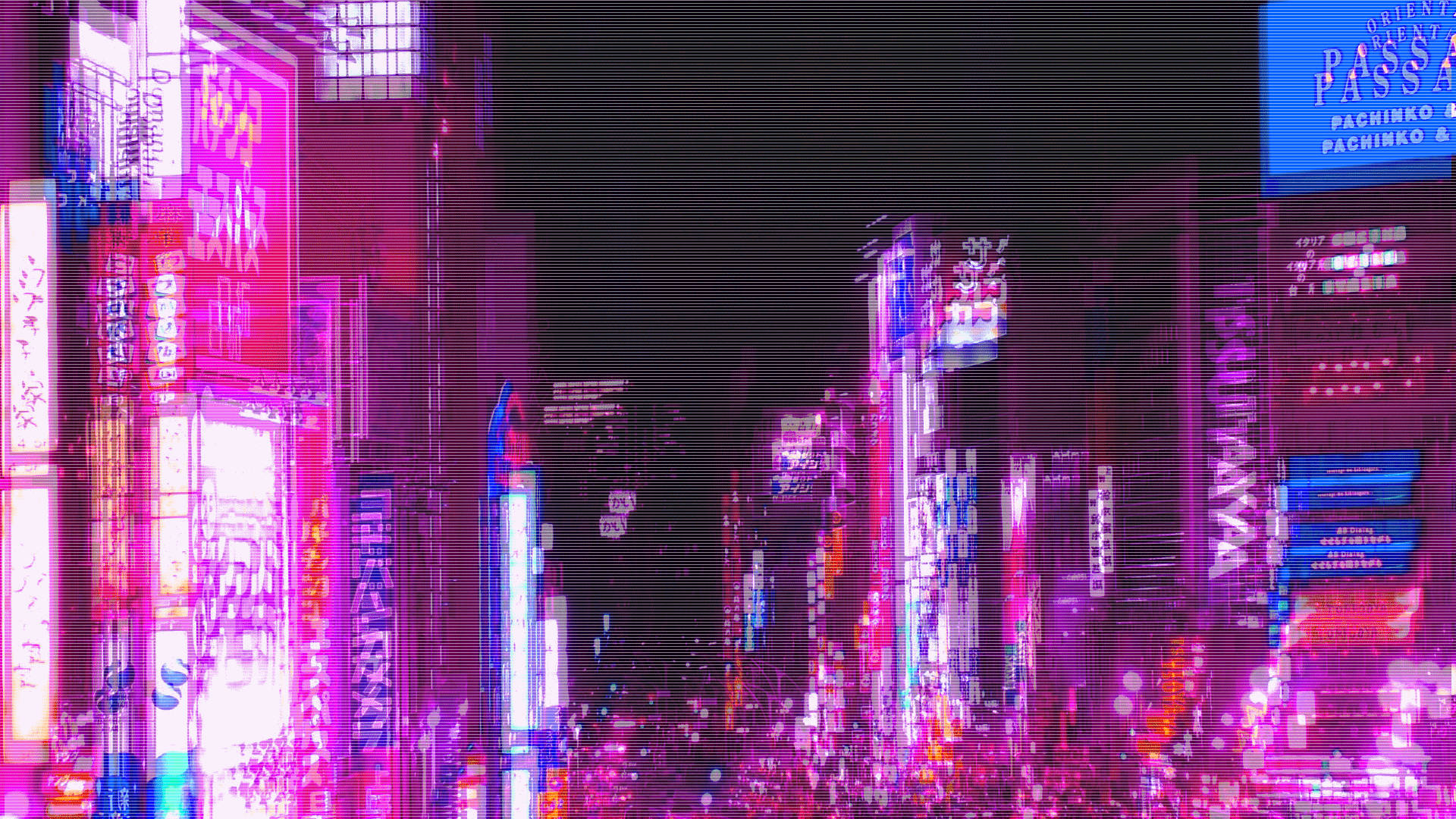 Paisaje Urbano Estético Neón Púrpura Fondos de pantalla