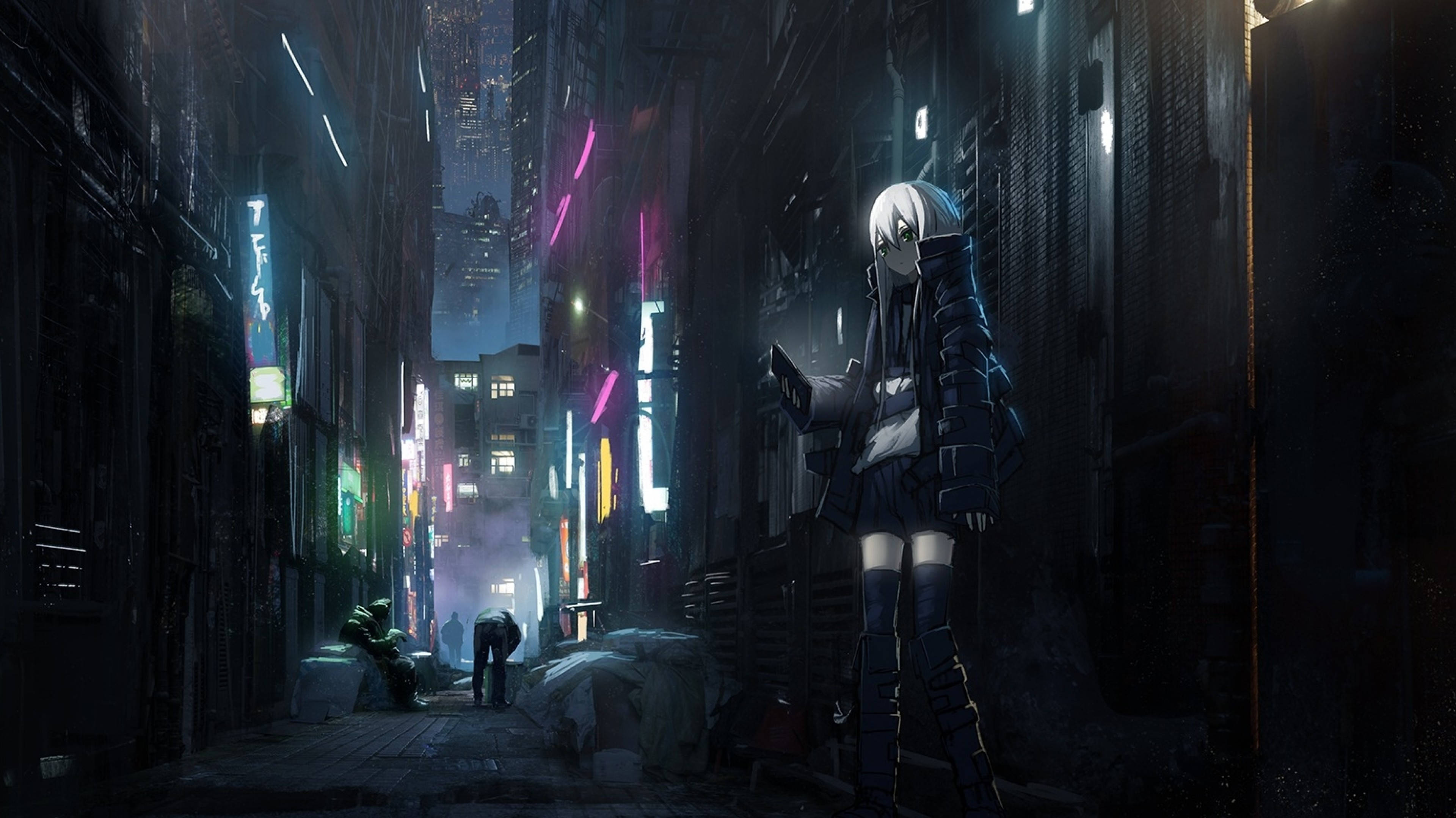 Paisaje Urbano Oscuro de Anime Místico Fondos de pantalla