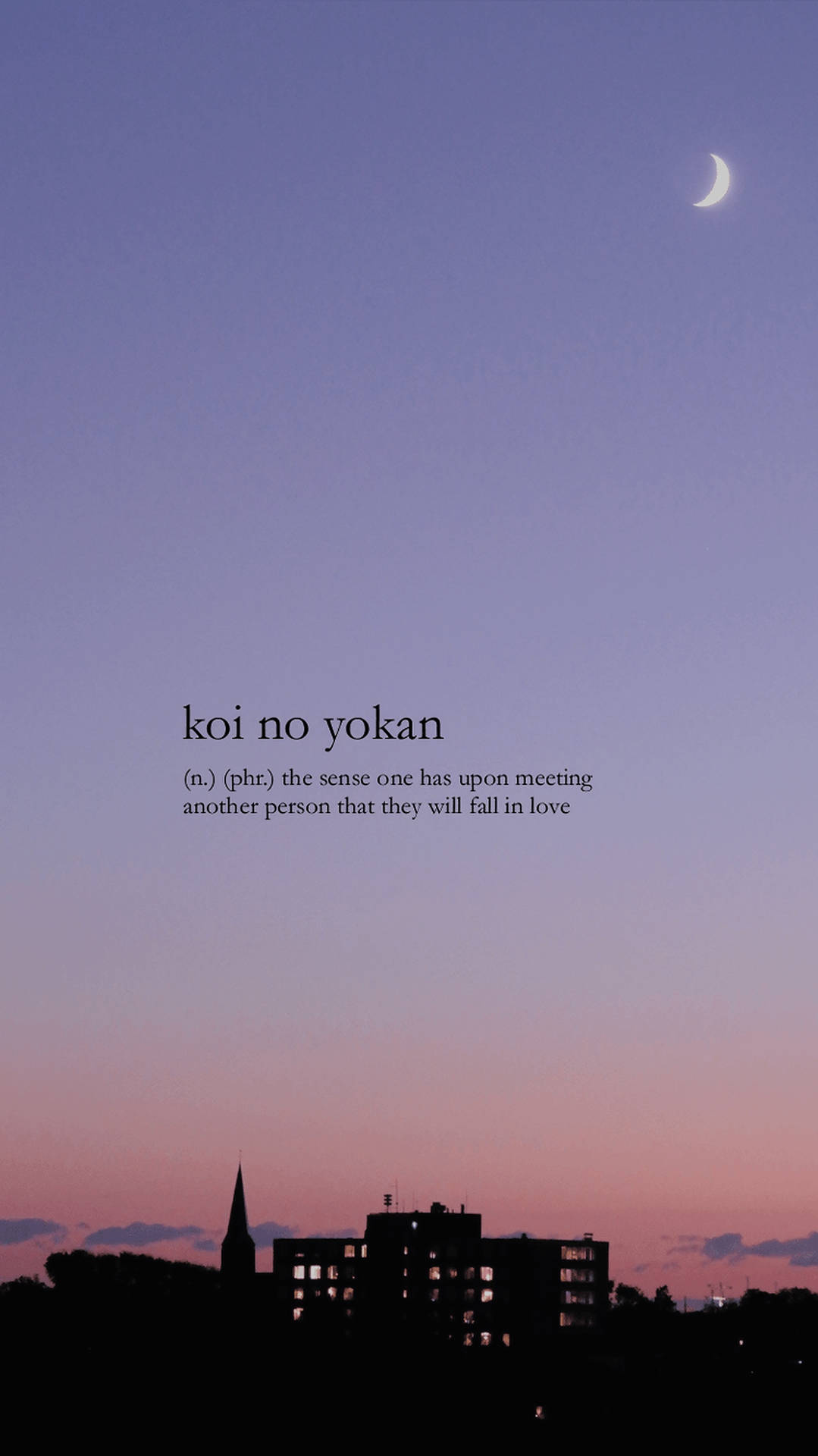 Fondo de pantalla con palabras estéticas Koi No Yokan