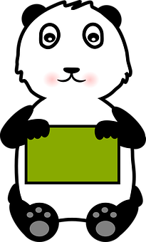 Panda caricatura sosteniendo un cartel Fondos de pantalla