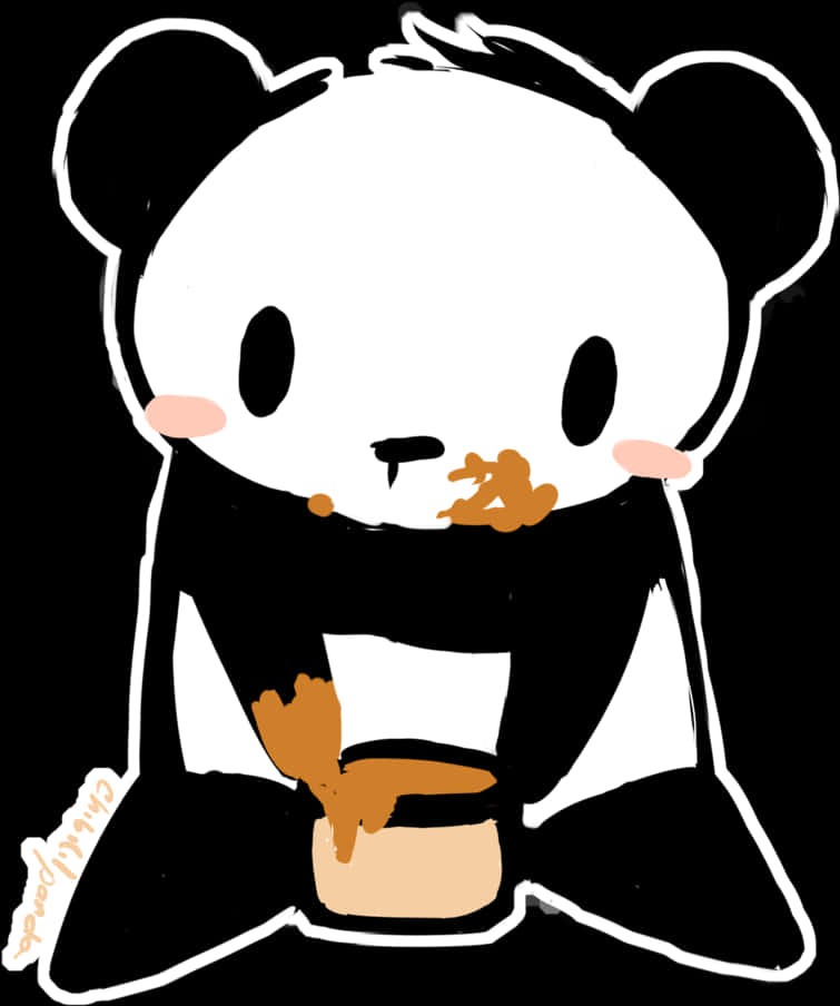 Panda lindo de caricatura comiendo Fondos de pantalla