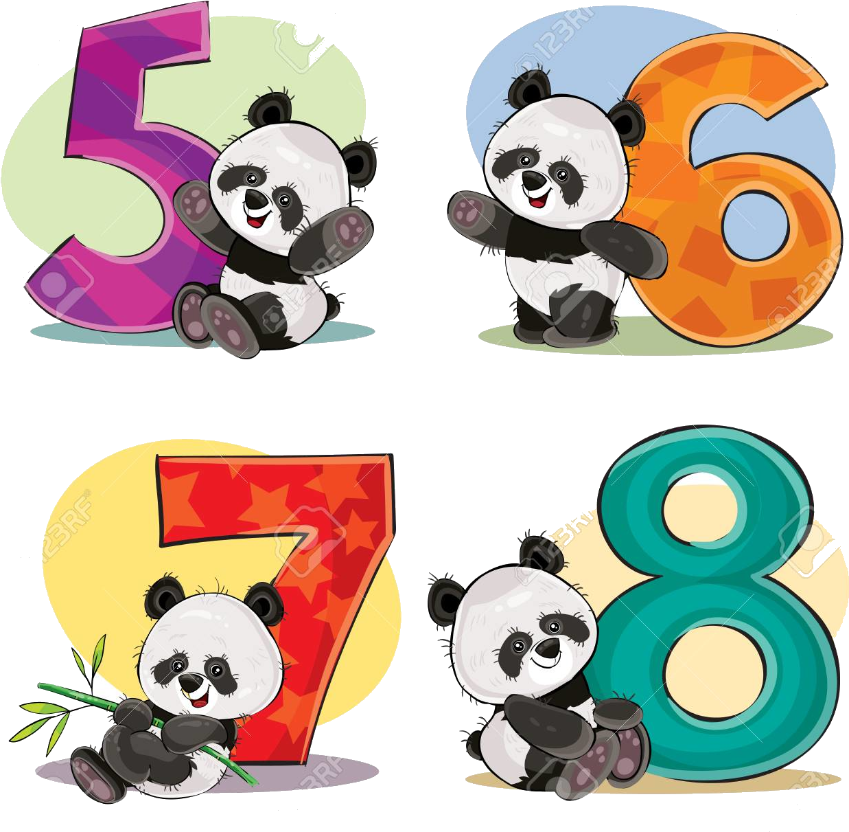 Panda_Números_5_al_8 Fondos de pantalla