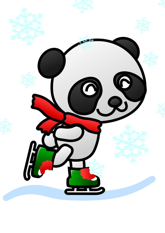 Panda Patinando en el Paraíso Invernal Fondos de pantalla
