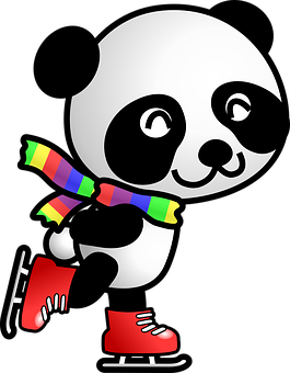 Panda Patinando sobre Hielo Caricatura Fondos de pantalla