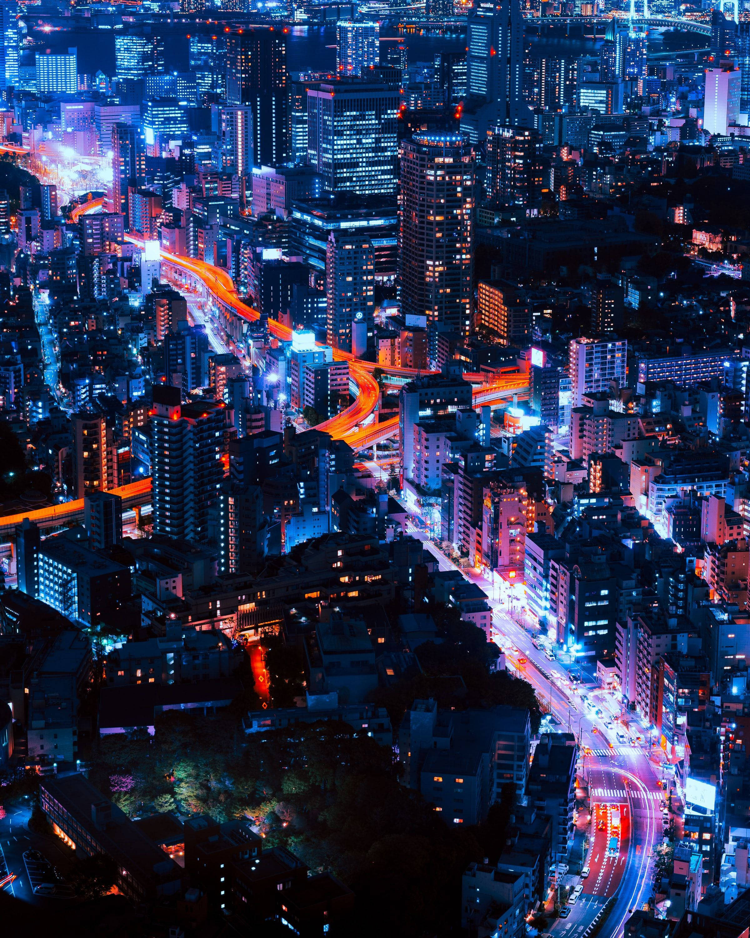 Panorama Nocturno de Tokio Brillante Fondos de pantalla