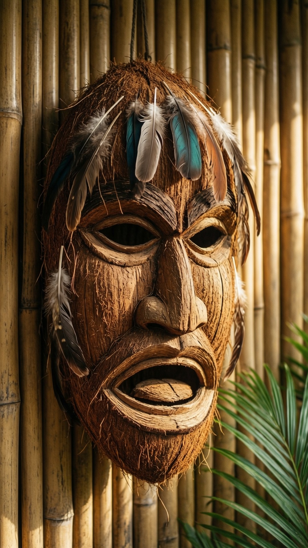 Pared de Máscara Tiki de Coco Fondos de pantalla