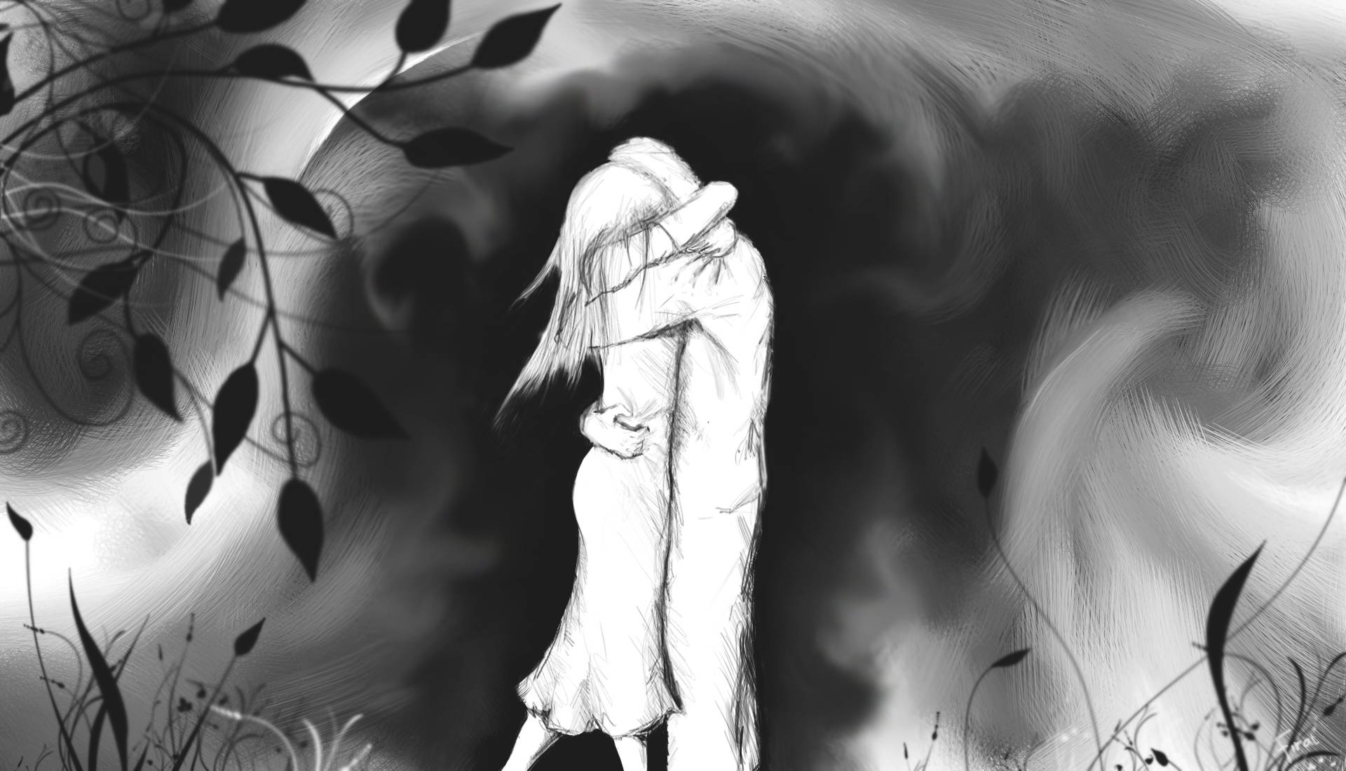 Pareja Abrazándose en Dibujo Genial Fondos de pantalla