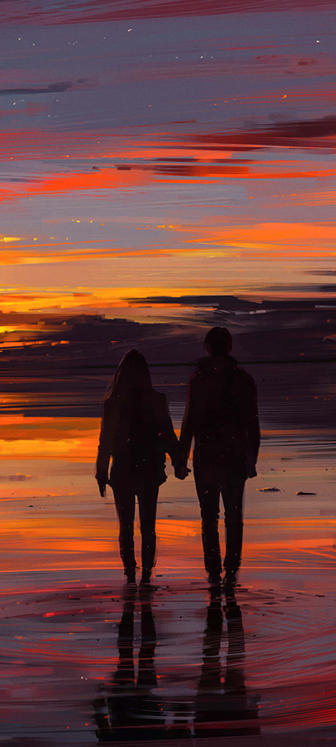 Pareja al atardecer arte pictórico Fondos de pantalla
