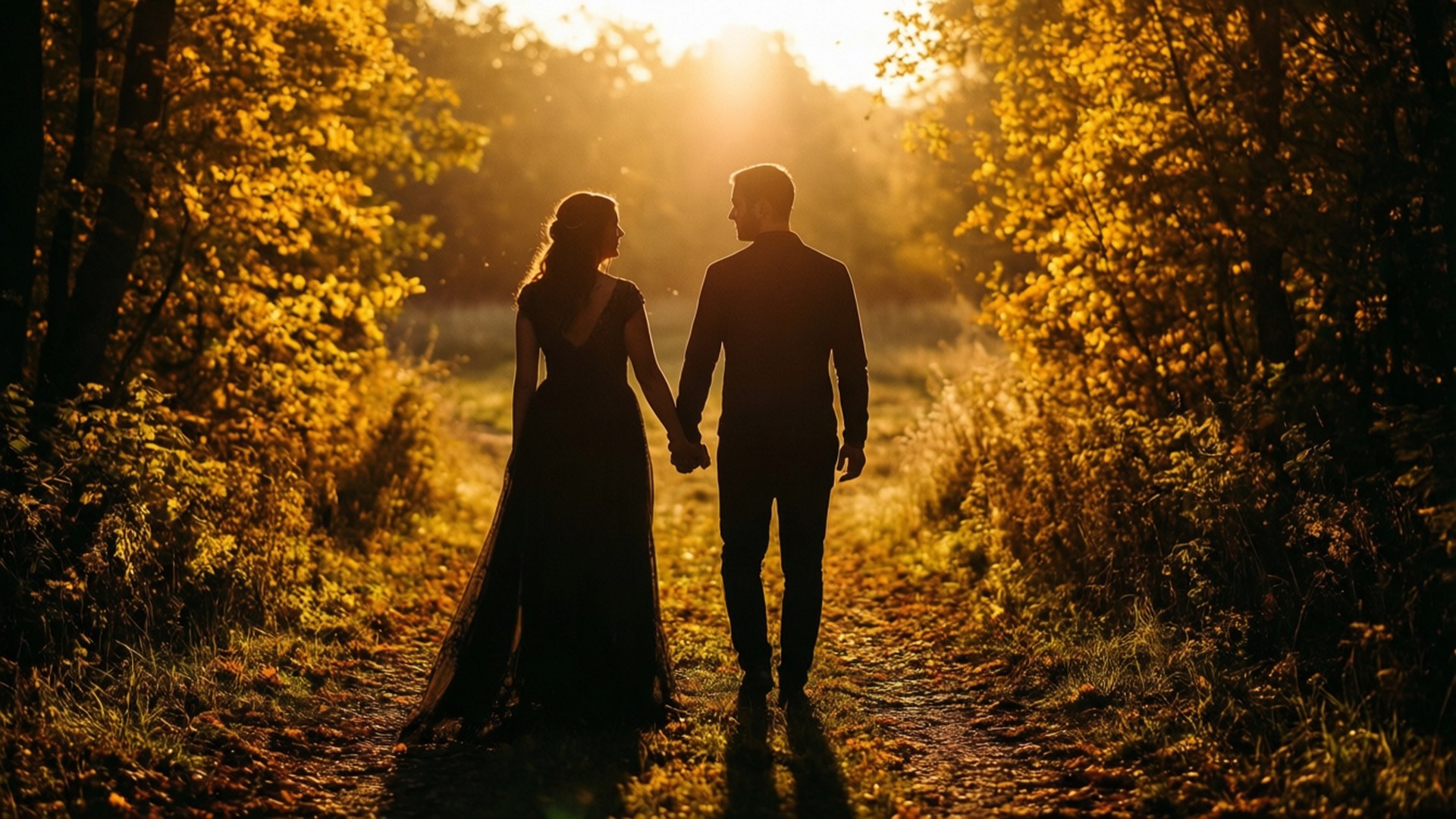 Pareja Caminando al Atardecer Fondos de pantalla