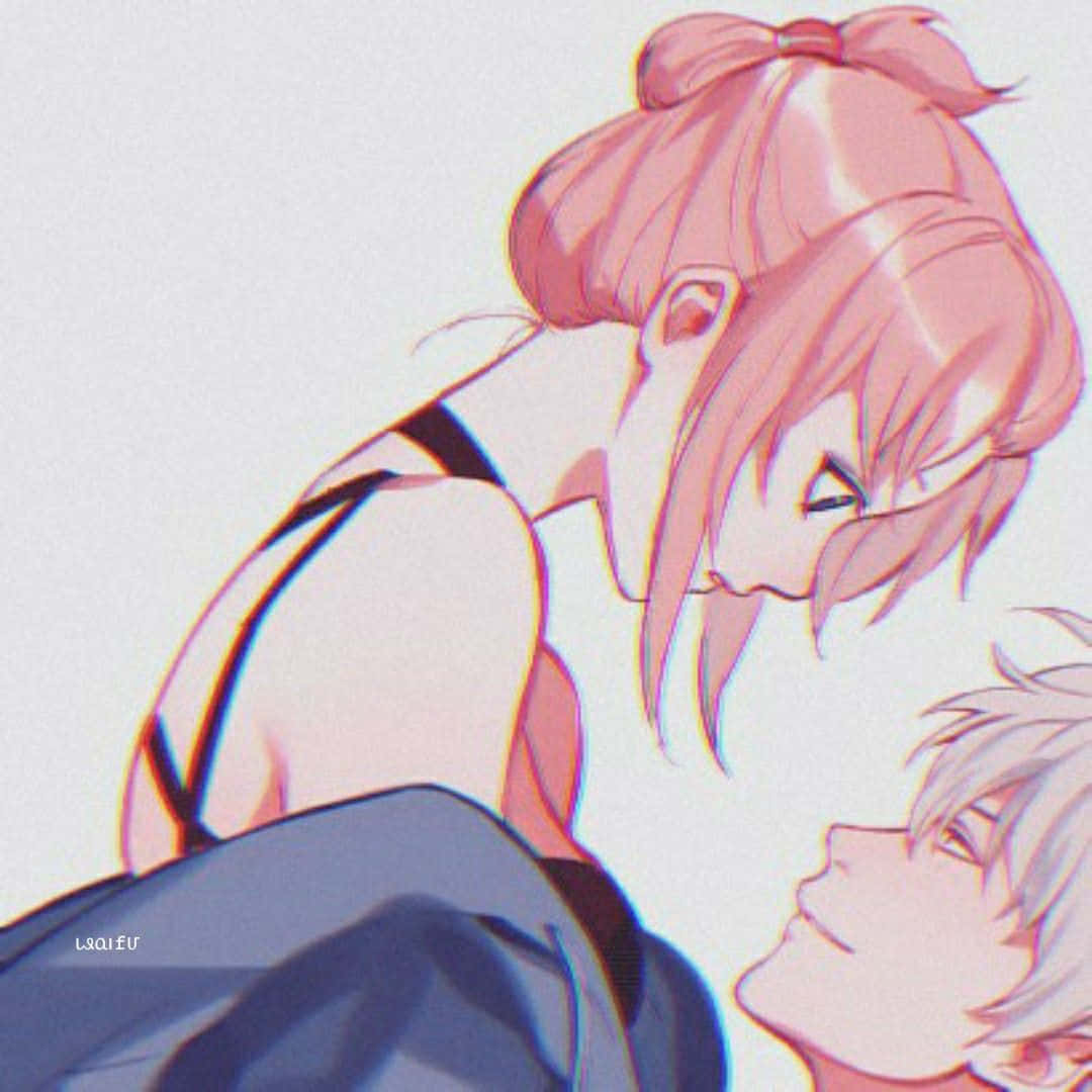 Pareja Combinada de Perfil con Chica de Cabello Rosa Fondos de pantalla