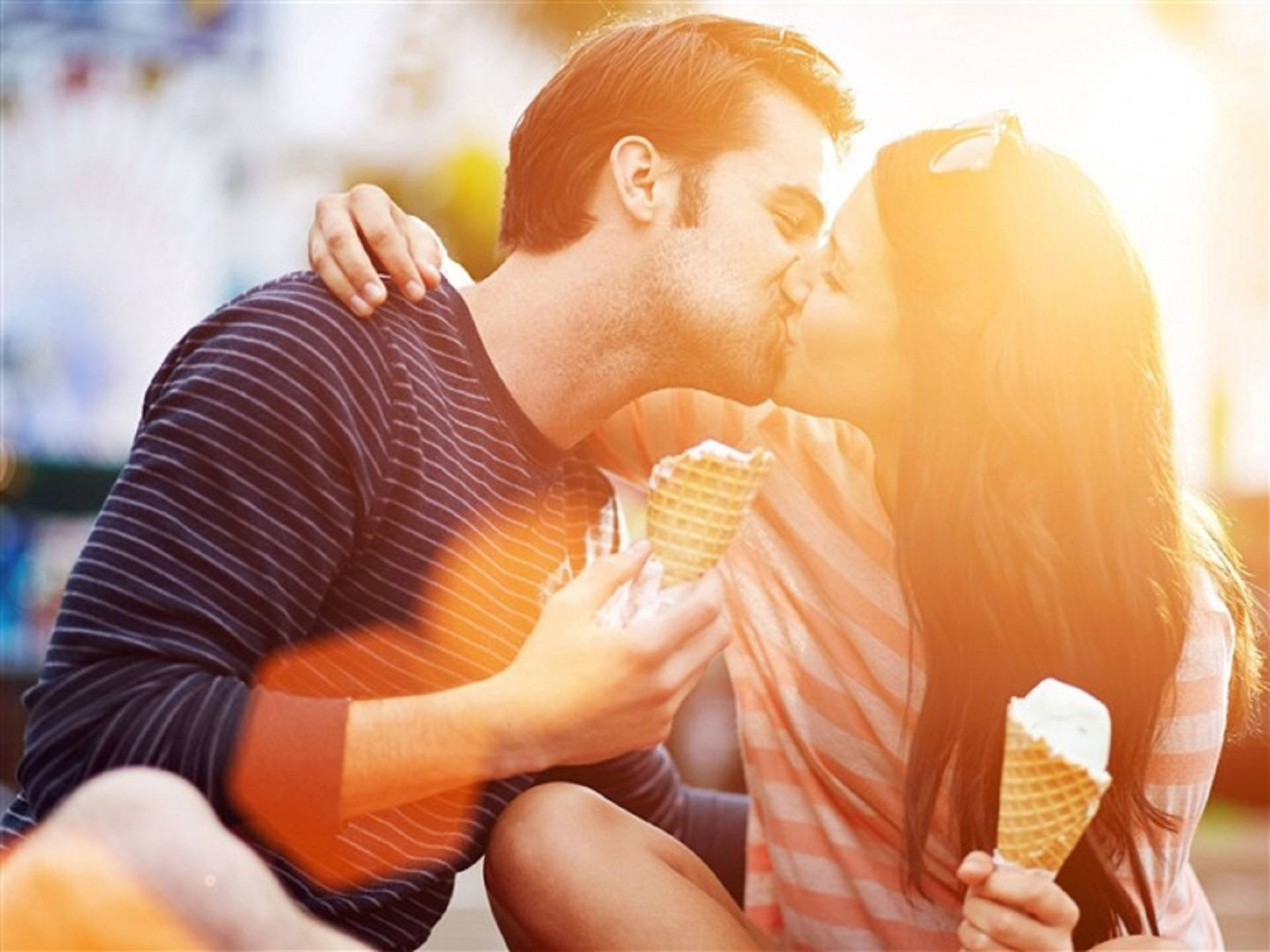 Pareja con helado amor romántico Fondos de pantalla