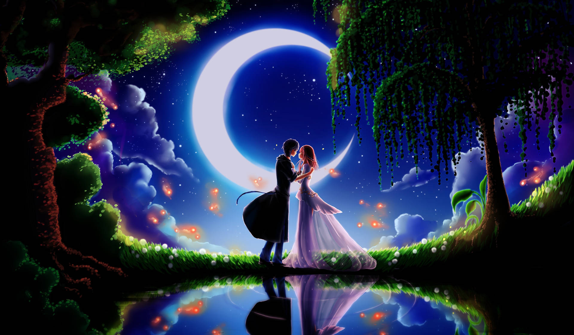 Pareja romántica anime fondo 4k