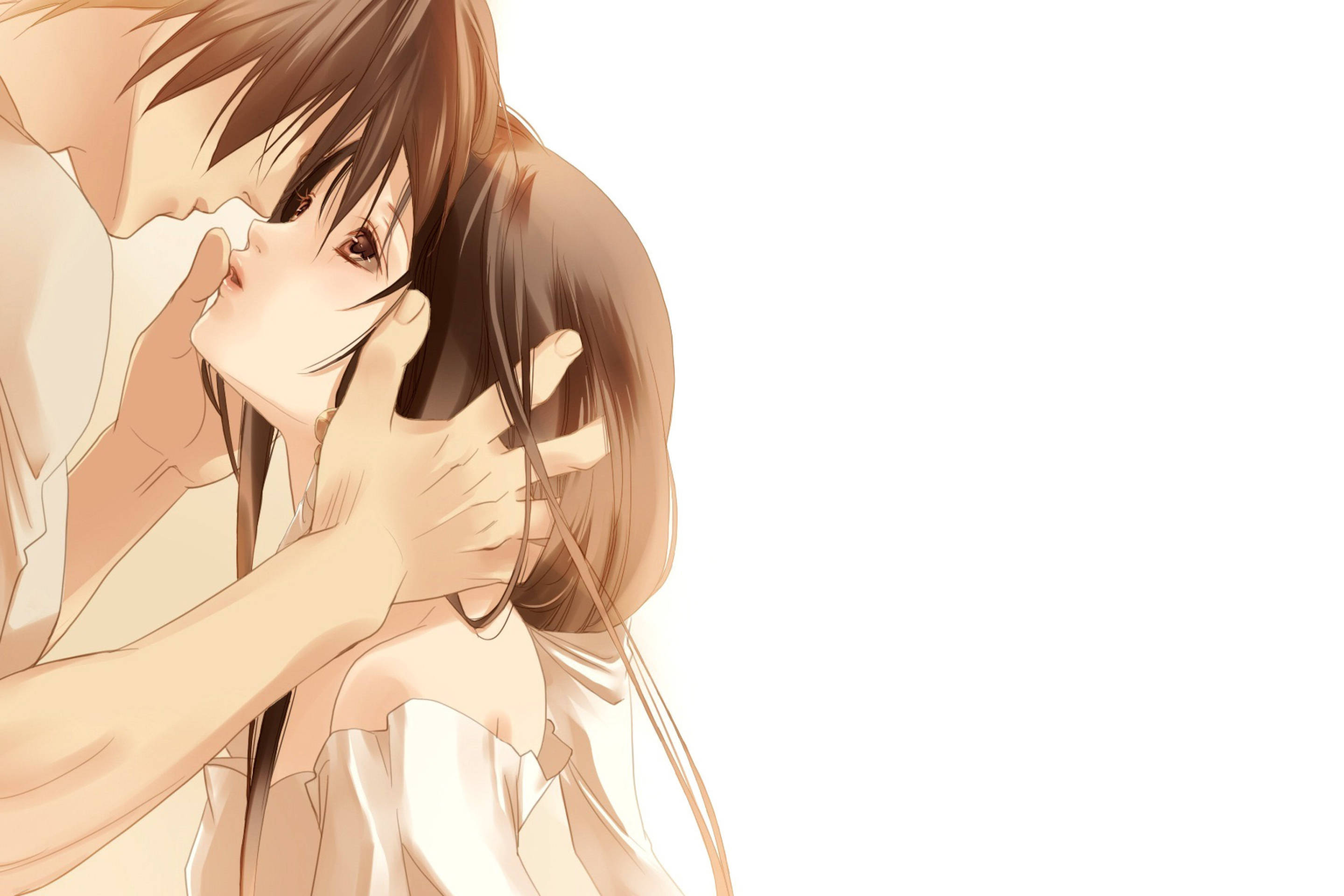Pareja de anime animada a punto de besarse Fondos de pantalla