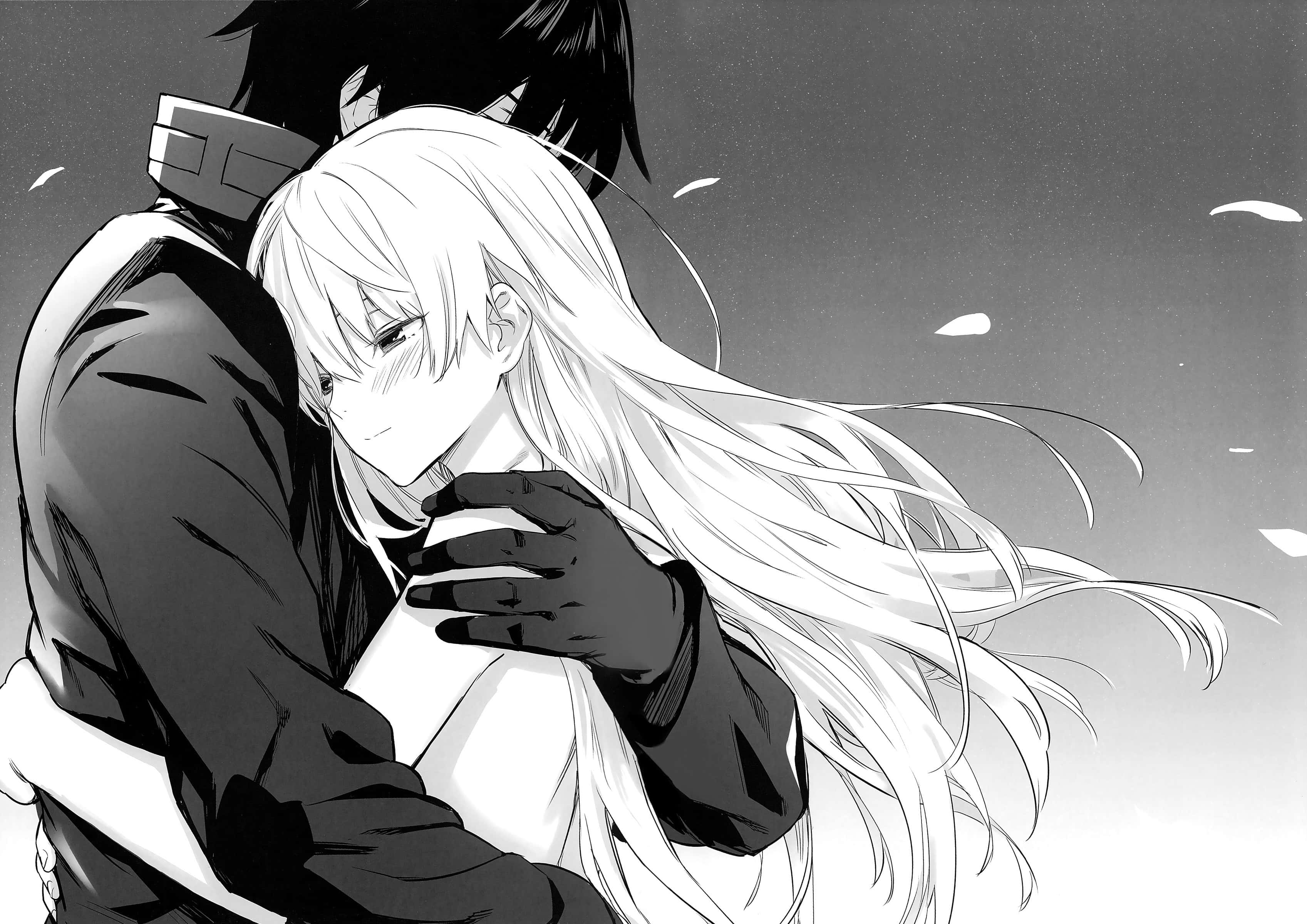 Pareja de anime en blanco y negro para foto de perfil Fondos de pantalla