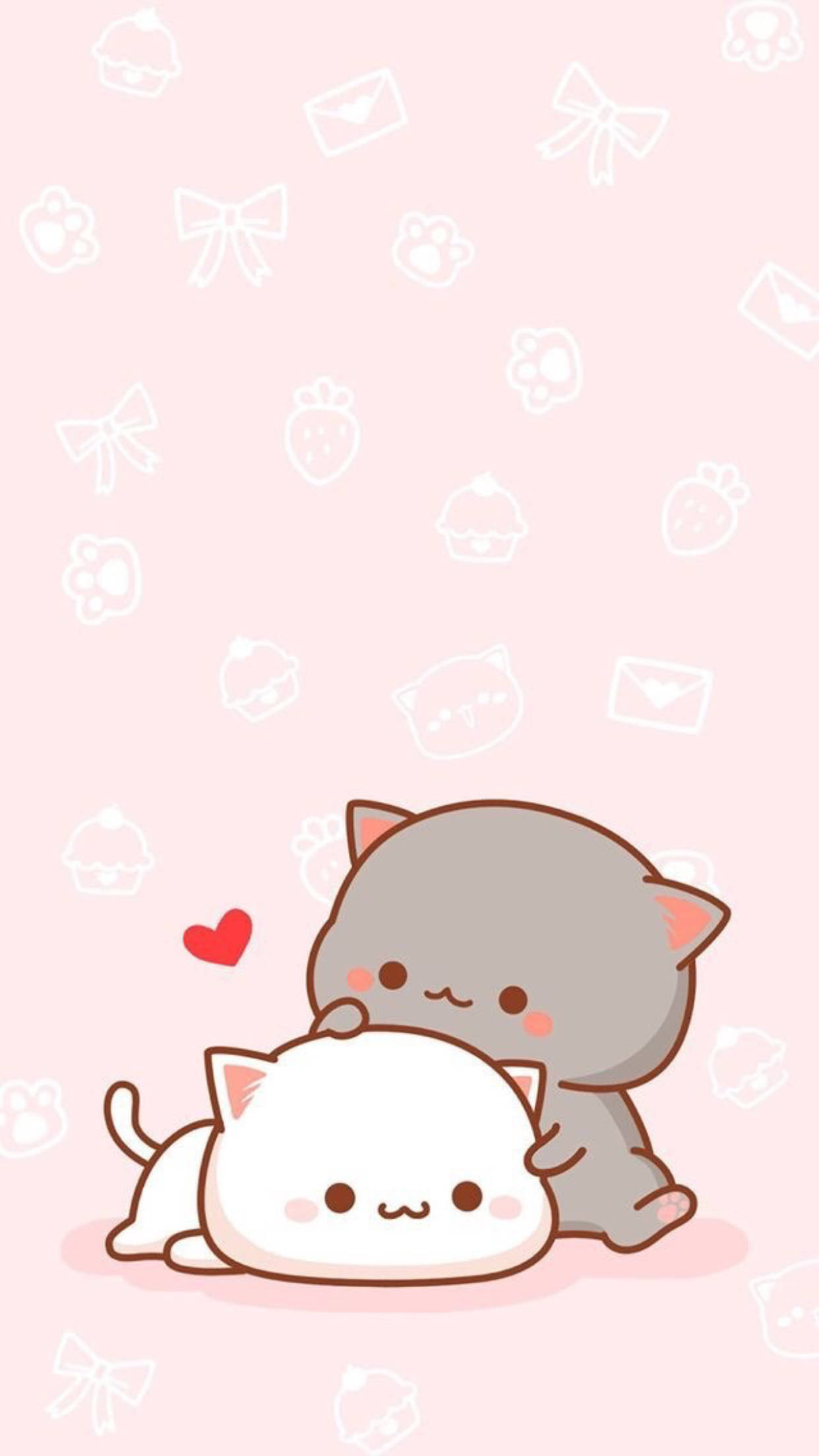Pareja de gatos grises y blancos caricaturescos Fondos de pantalla