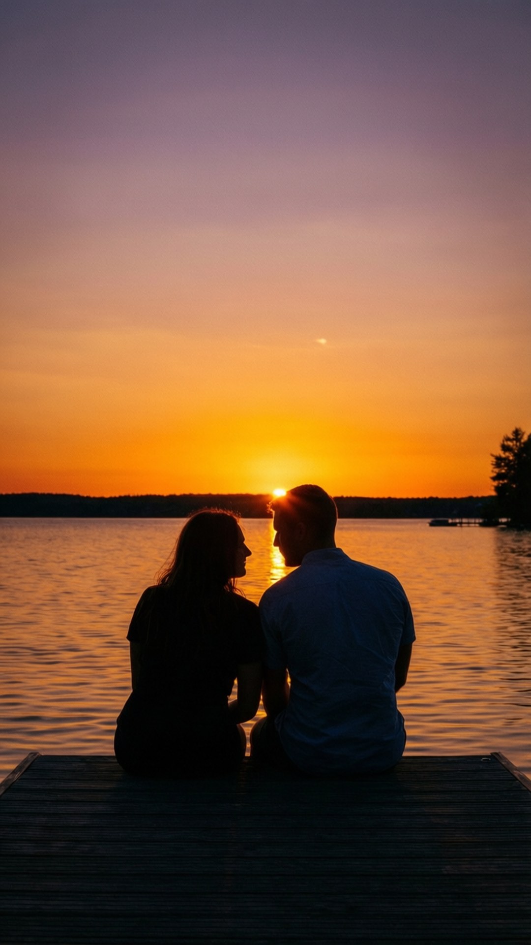 Pareja en el Muelle al Atardecer Fondos de pantalla