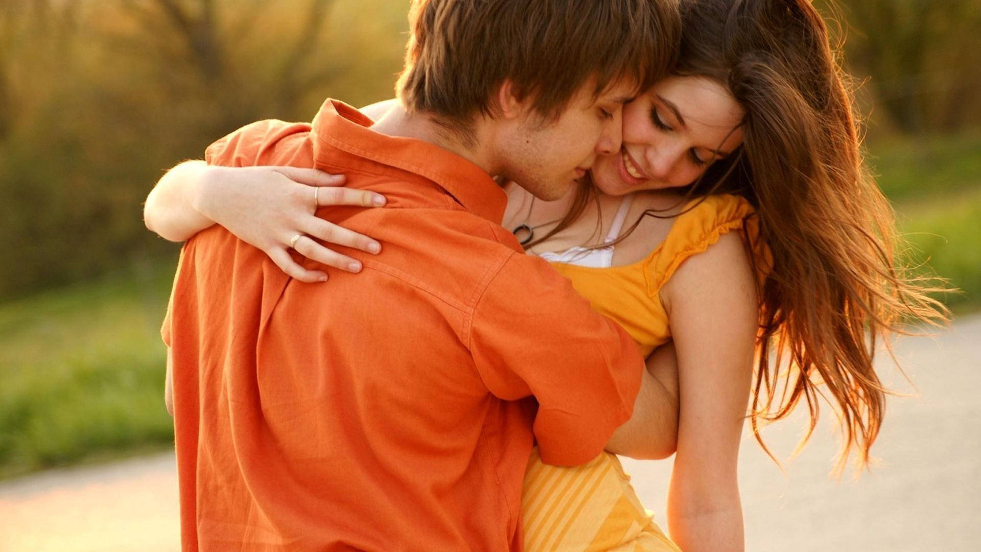 Pareja en Naranja Amor Romántico Fondos de pantalla