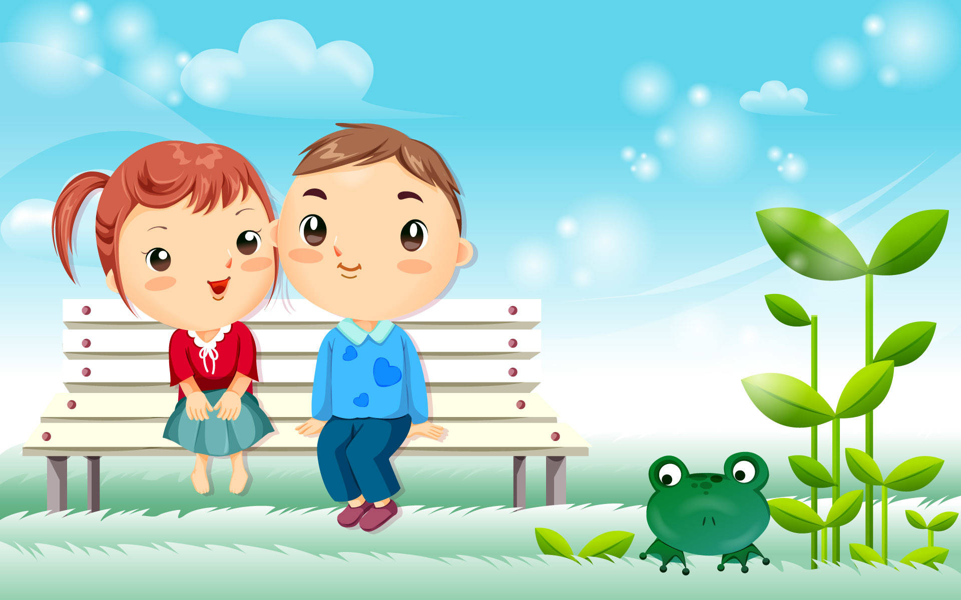 Pareja Enamorada Linda en Banca Fondos de pantalla