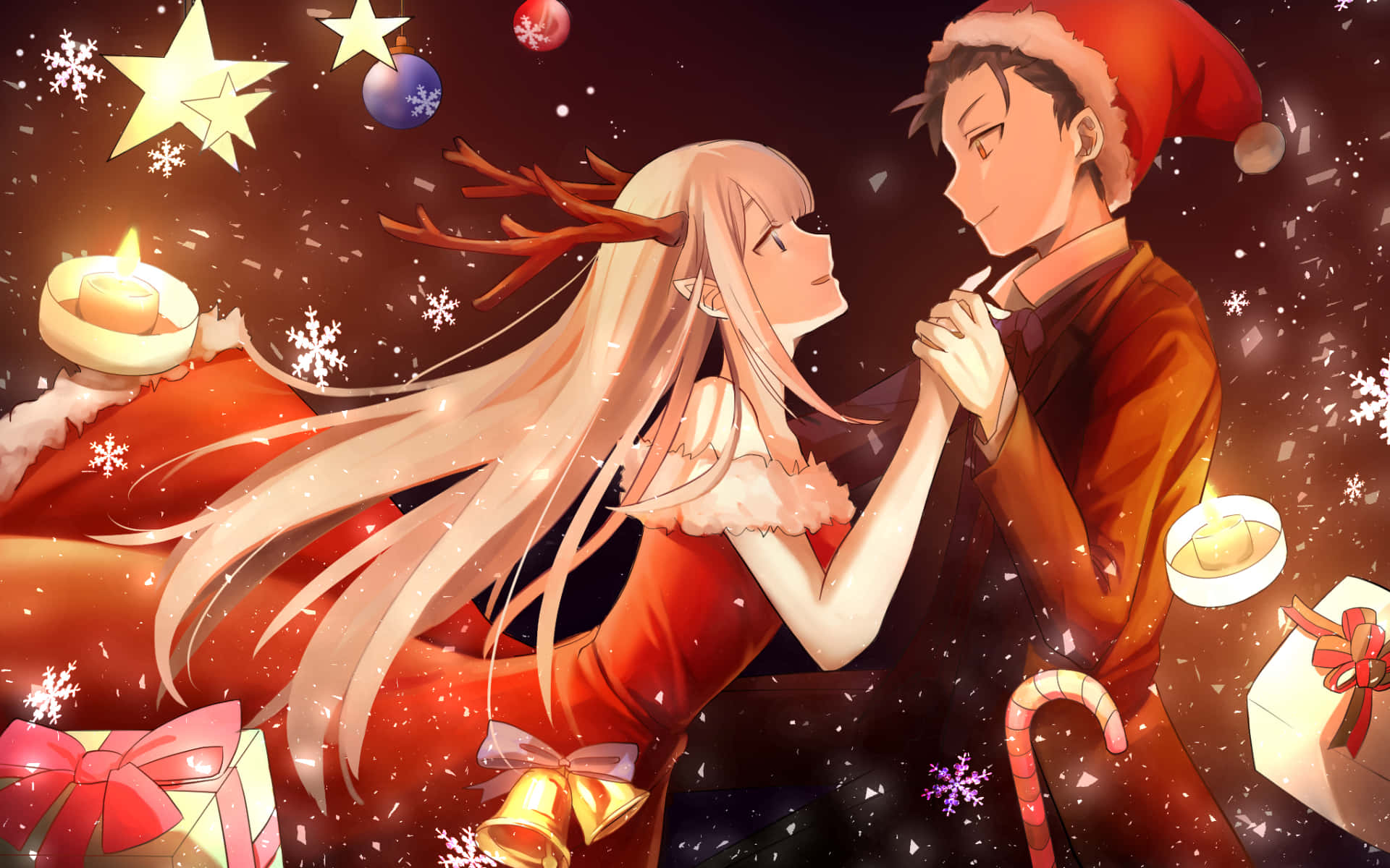 Pareja navideña de Re: Zero anime Fondos de pantalla
