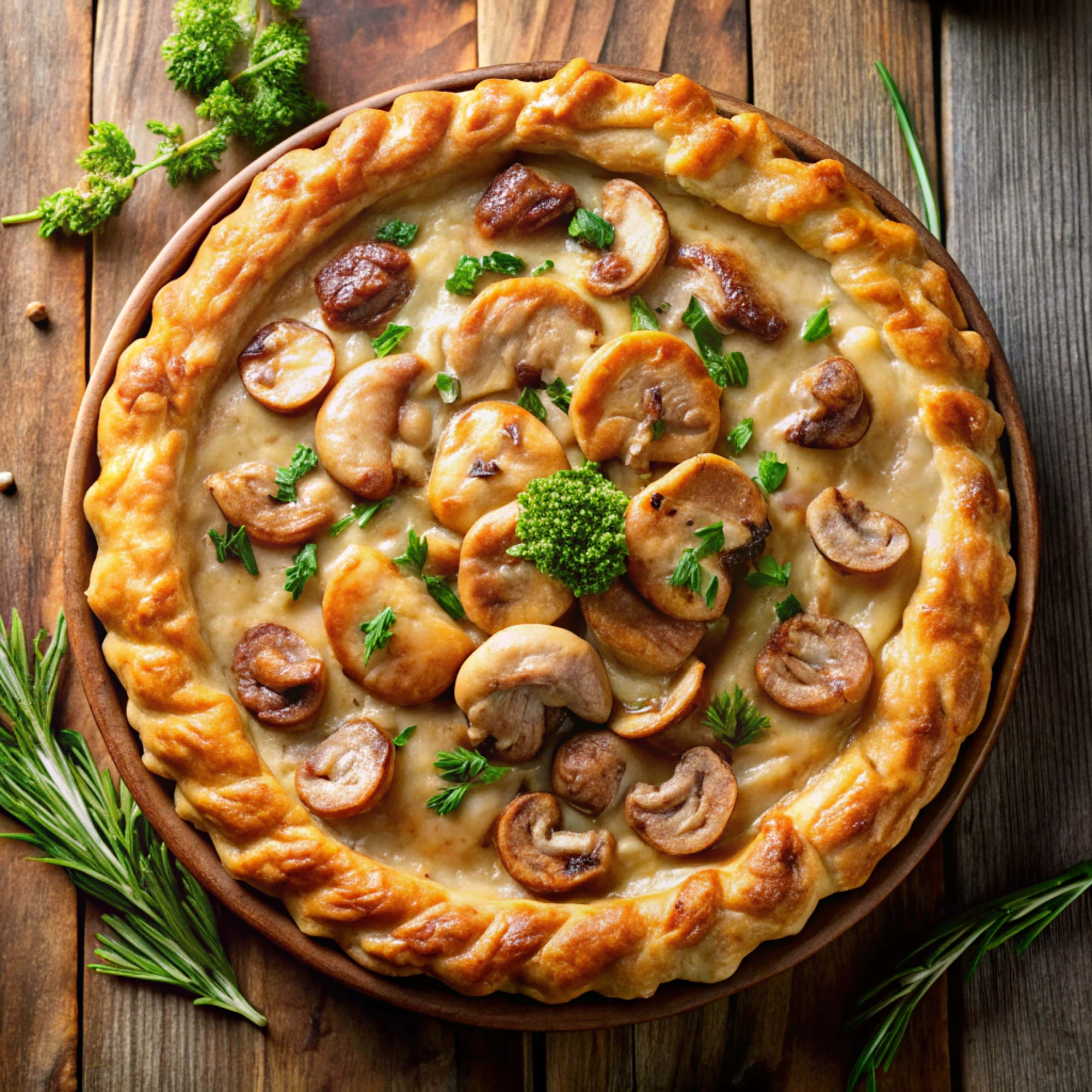 Pastel de pollo y champiñones con tarta Fondos de pantalla