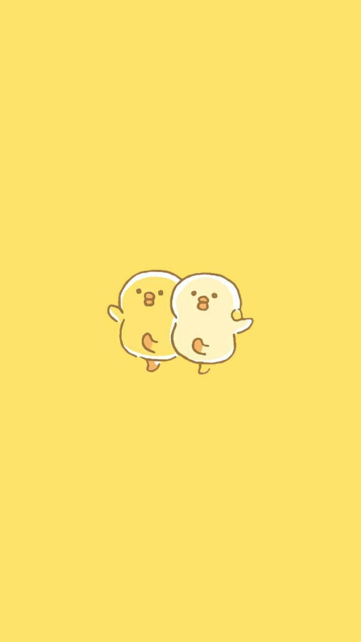 Patos bailando en un lindo fondo amarillo pastel estético Fondos de pantalla
