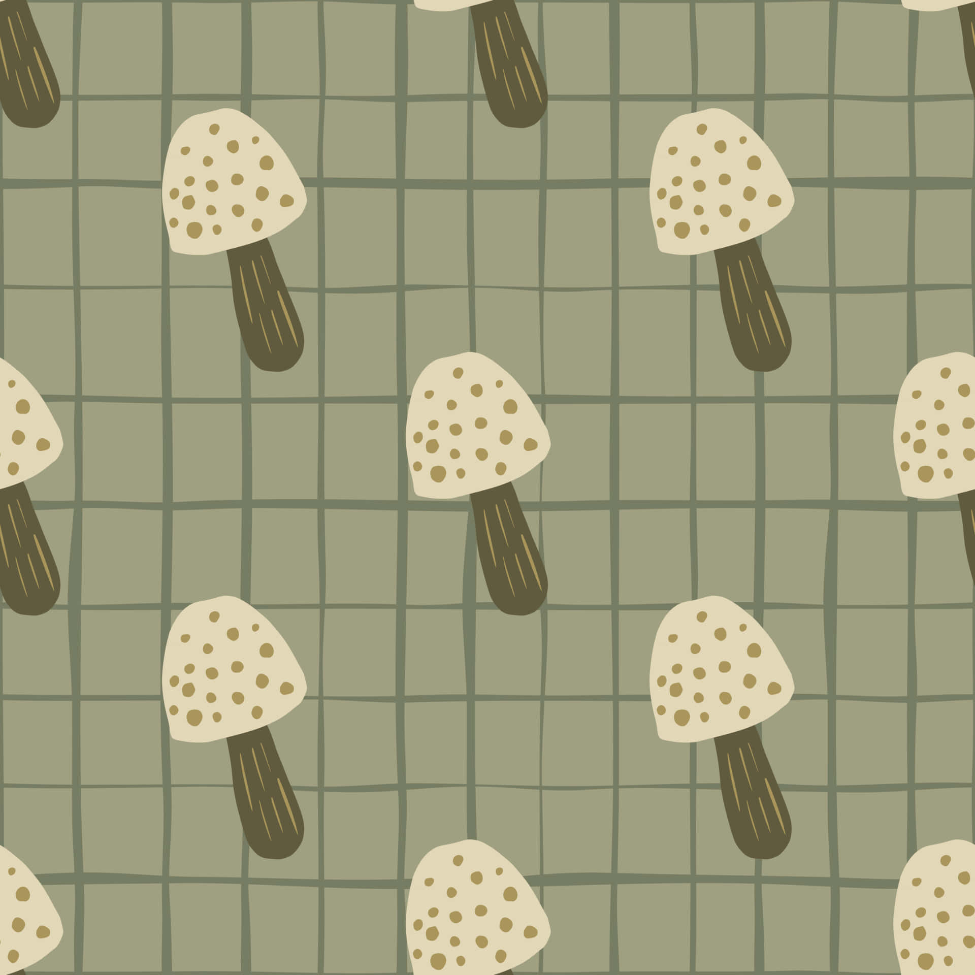 Patrón de champiñones lindos vintage a cuadros Fondos de pantalla