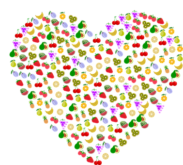 Patrón de Corazón de Frutas Coloridas Fondos de pantalla
