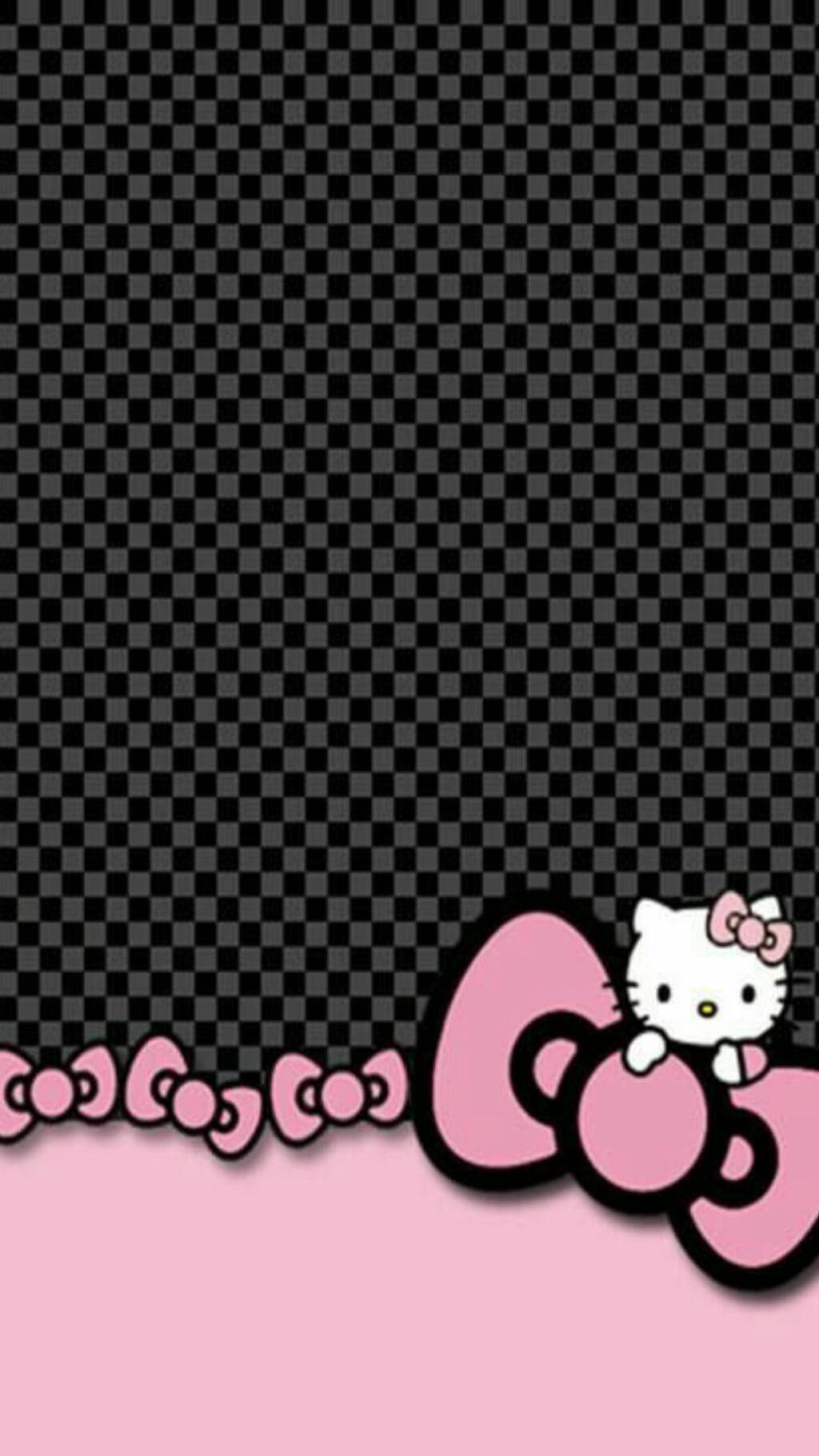 Patrón de Cuadros Negro Hello Kitty Fondos de pantalla