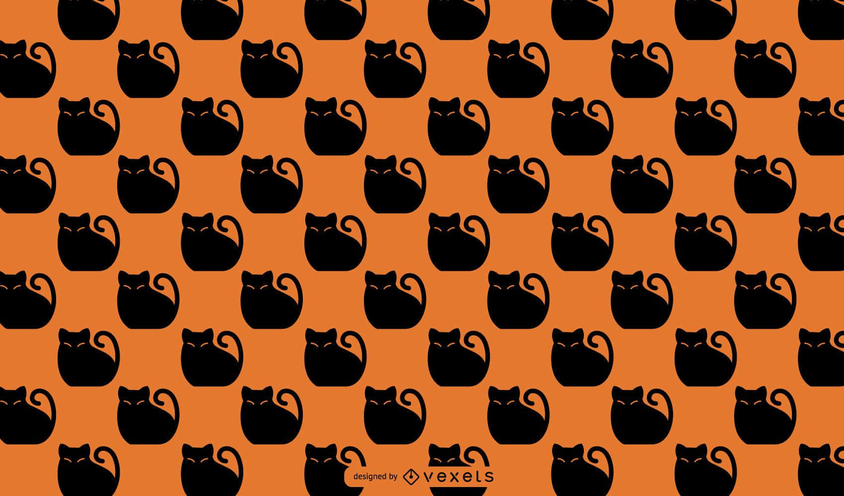 patrón de gato negro sobre fondo naranja Fondos de pantalla