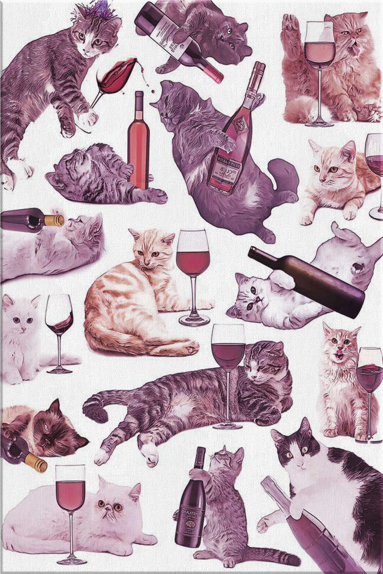 Patrón de Gatos y Vino Fondos de pantalla