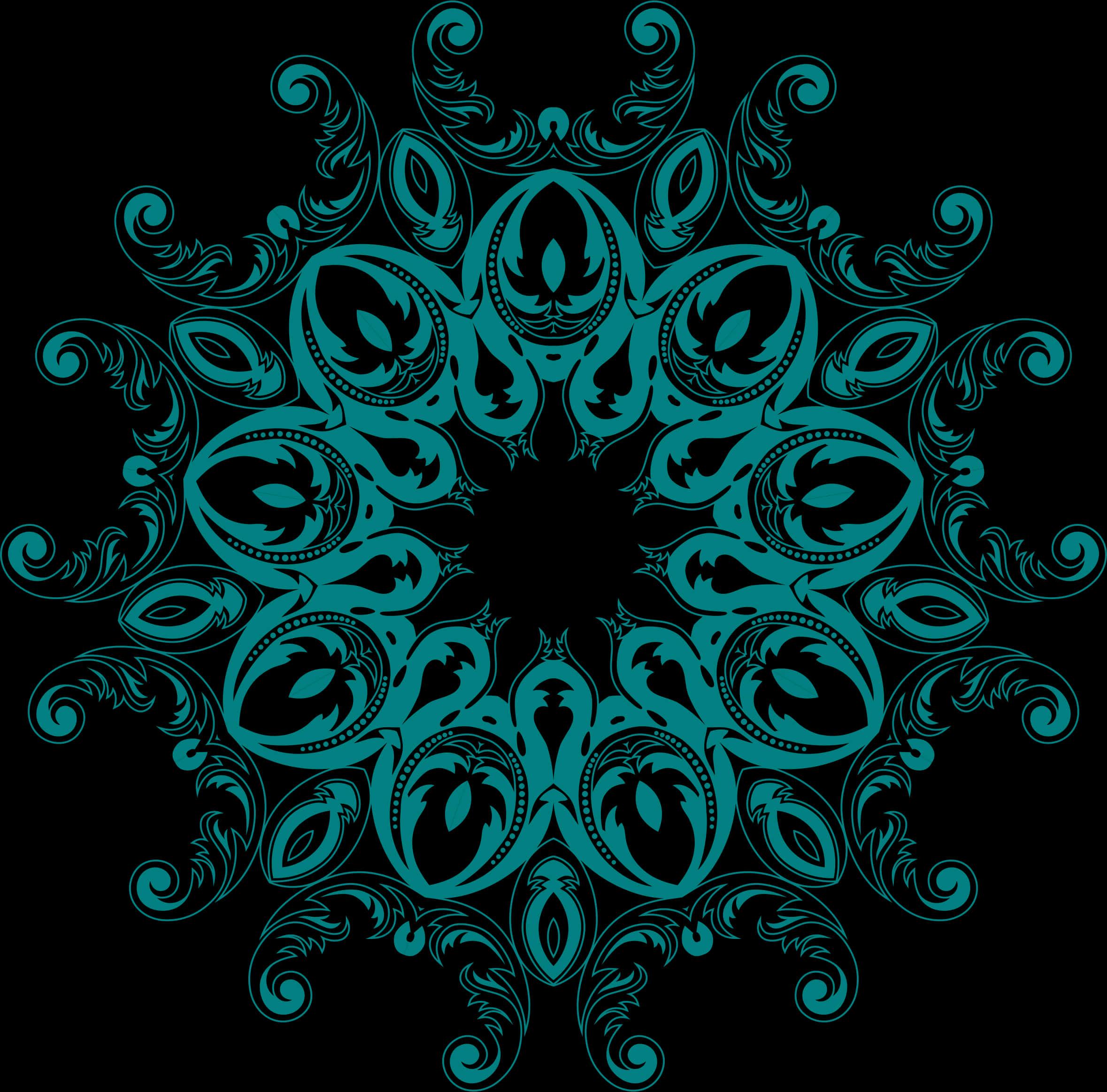 Patrón de Mandala Floral en Verde Azulado Fondos de pantalla