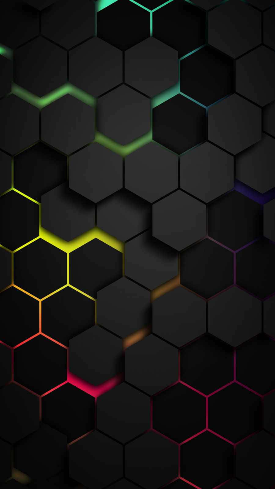 Patrón de panal hexagonal en arcoíris y negro Fondos de pantalla