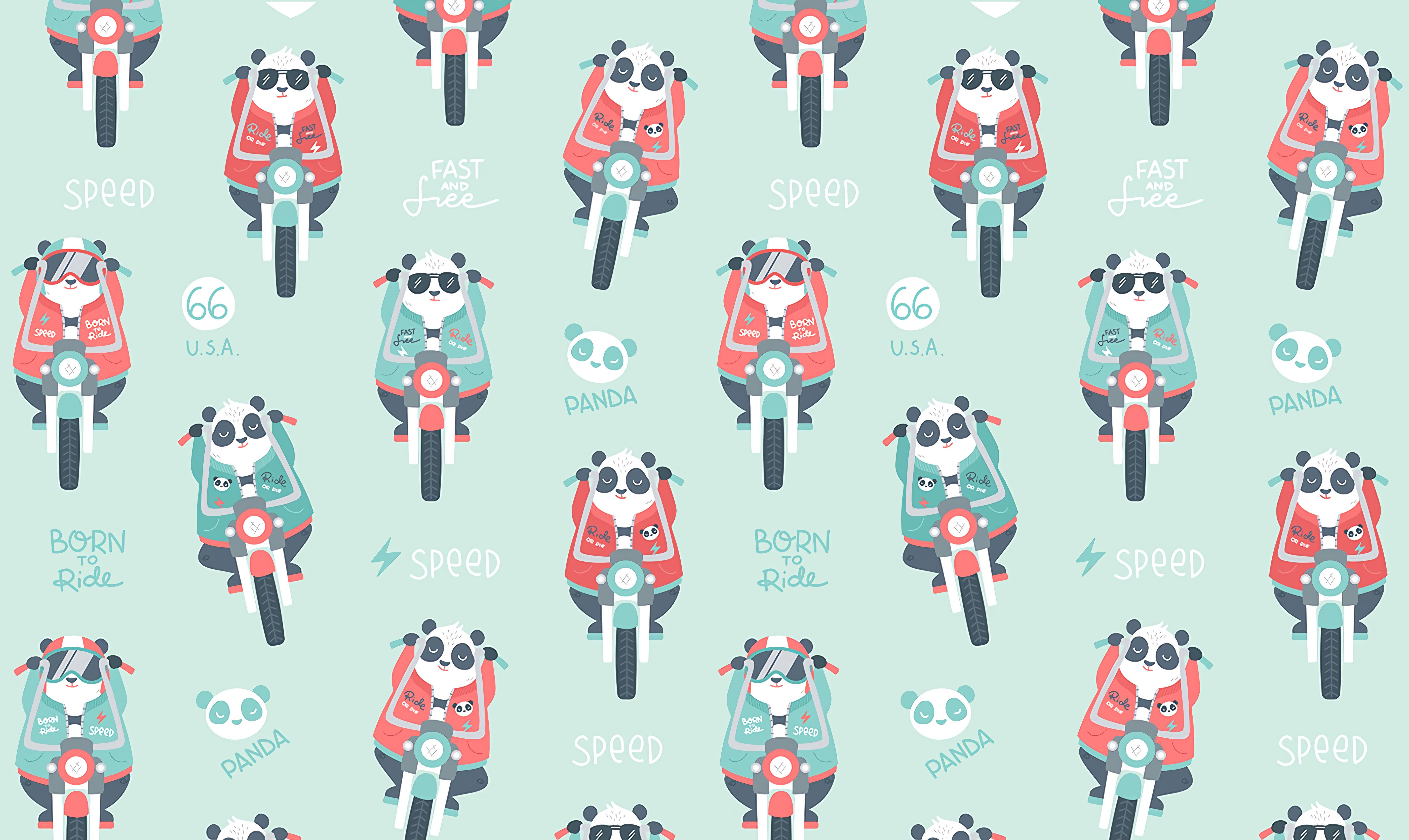Patrón de panda en motocicleta Fondos de pantalla