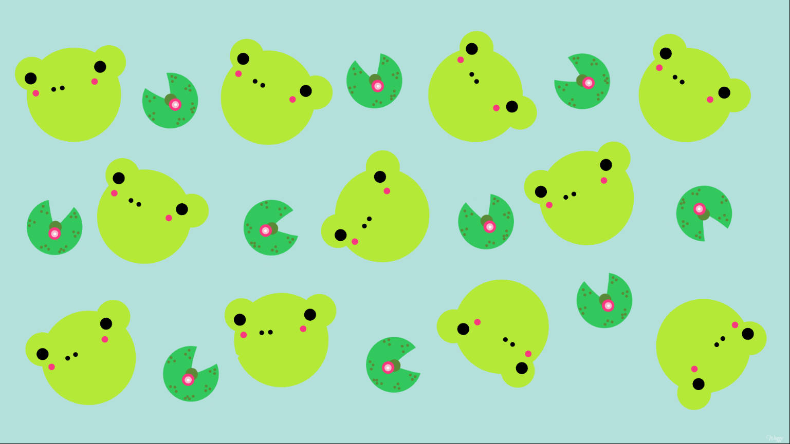Patrón de rana kawaii verde y amarillo Fondos de pantalla