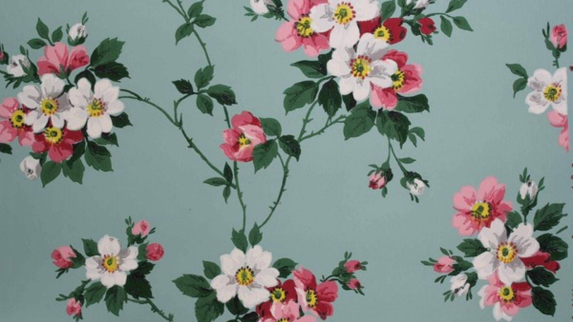 Patrón estético de flores rosas vintage Fondos de pantalla