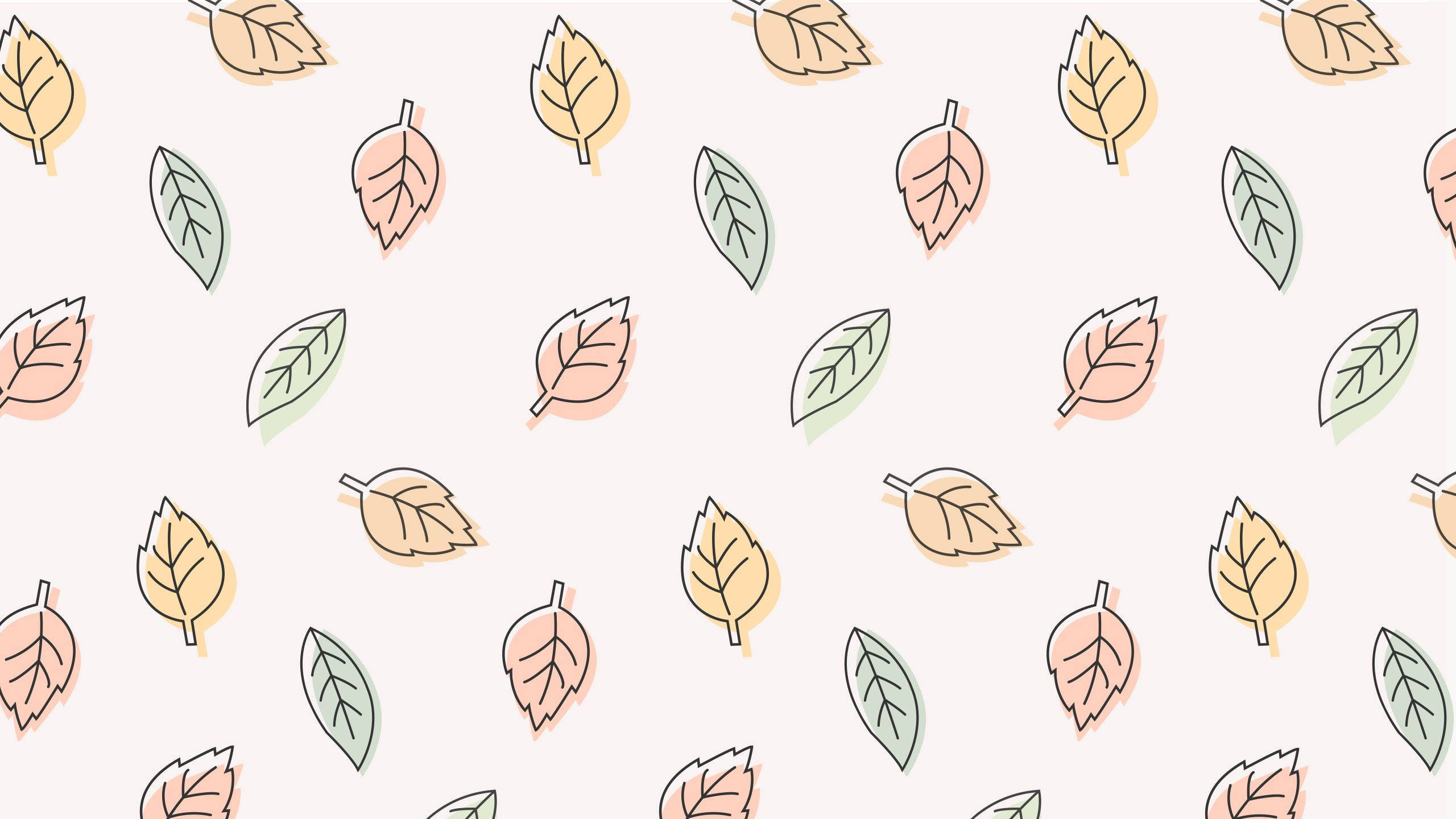Patrón estético de hojas pastel Fondos de pantalla