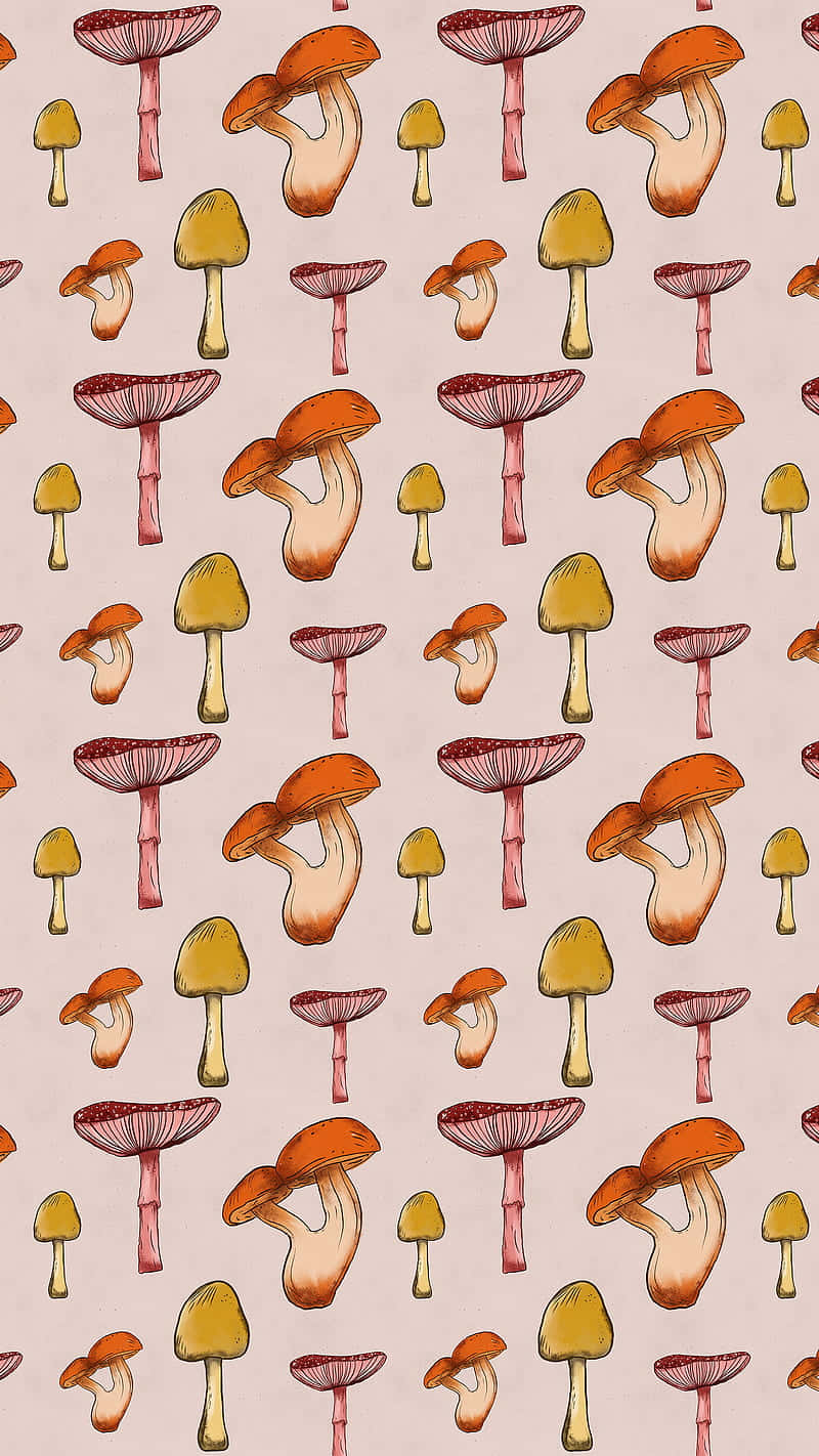 Patrón floral psicodélico de hongos adorables vintage Fondos de pantalla