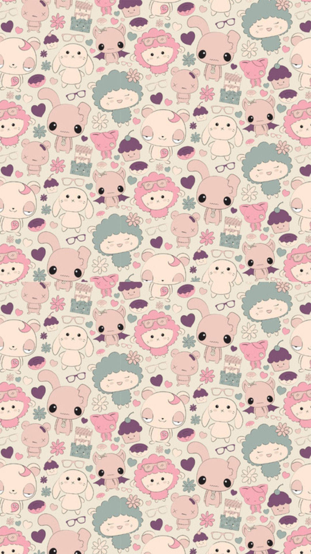 Fondo de pantalla de patrón de animales kawaii.