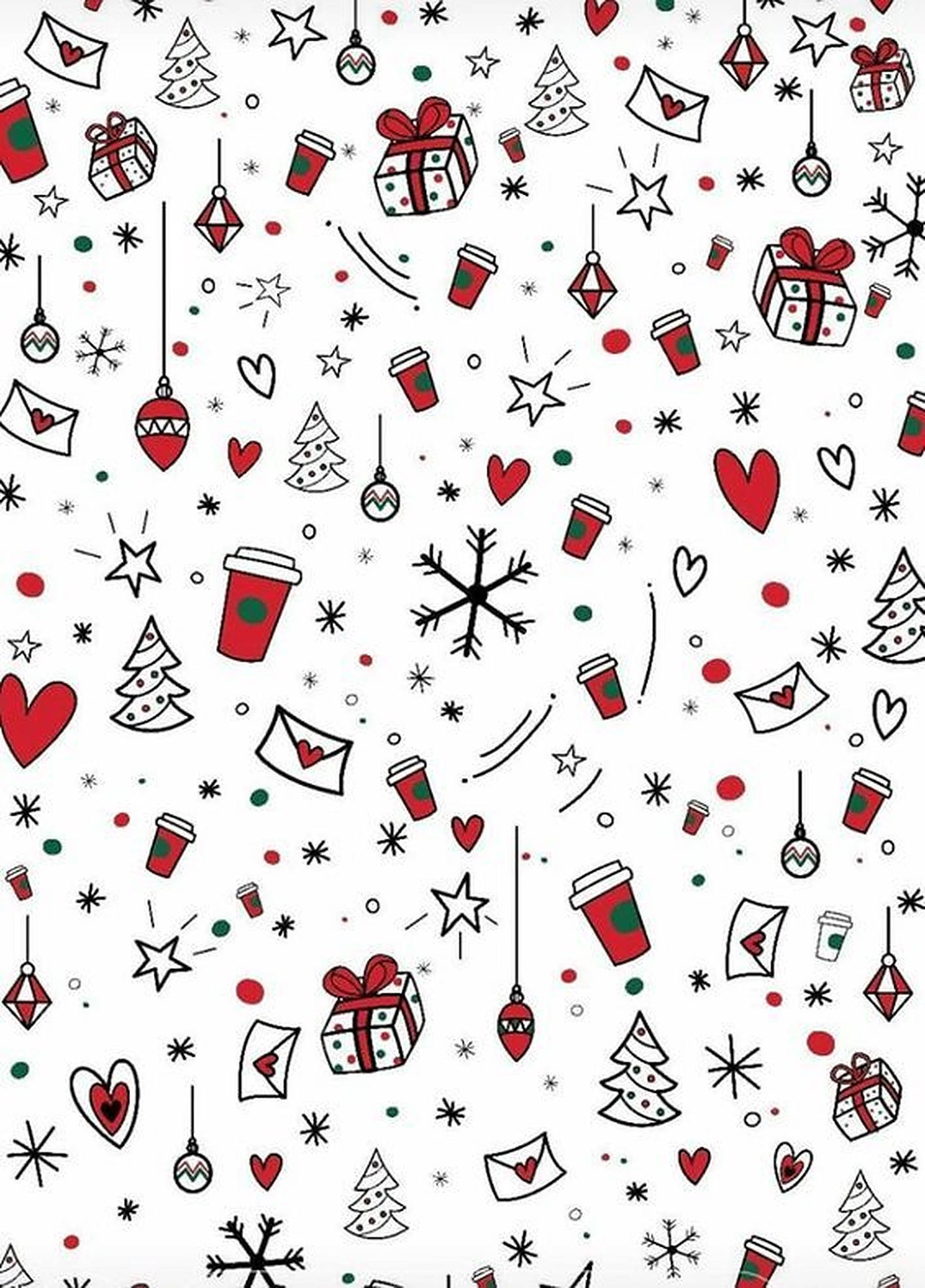Patrón navideño lindo en rojo y blanco Fondos de pantalla