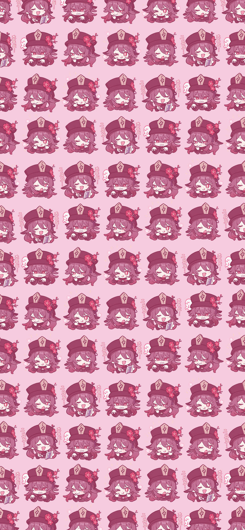 Patrón rosa de Hu Tao de Genshin Impact Fondos de pantalla