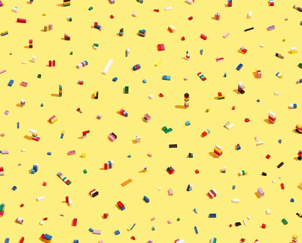 Patrón sin costuras de Lego para escritorio con estética de los 70 Fondos de pantalla