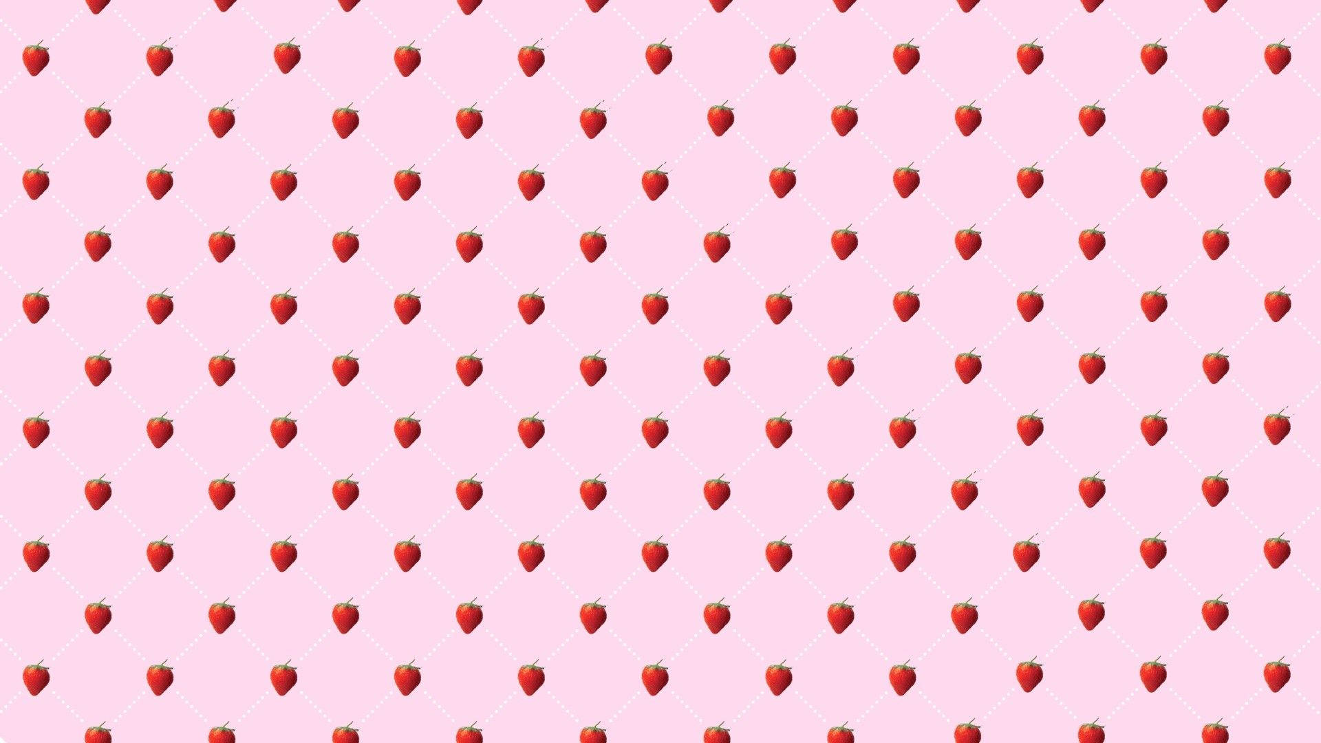 Patrón sin costuras de fresa kawaii rosa Fondos de pantalla