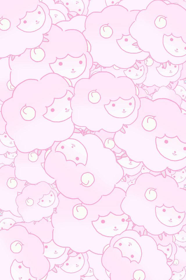 Patrón Sin Costuras de Ovejas Kawaii Rosas Fondos de pantalla